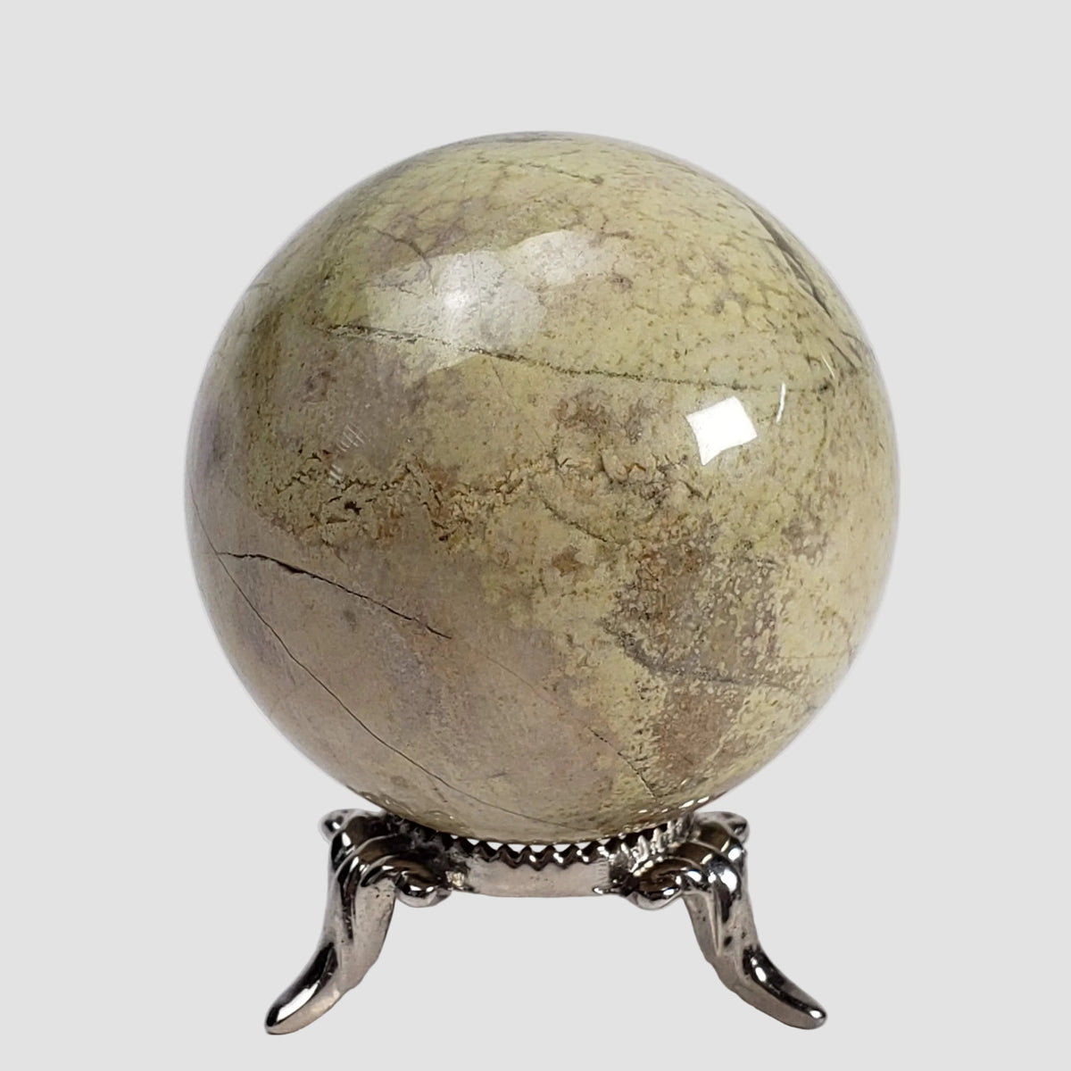 Silver Lace Agate Sphere | Green Gray Brown | 50 mm, 2 in | 198.95 grams 6
