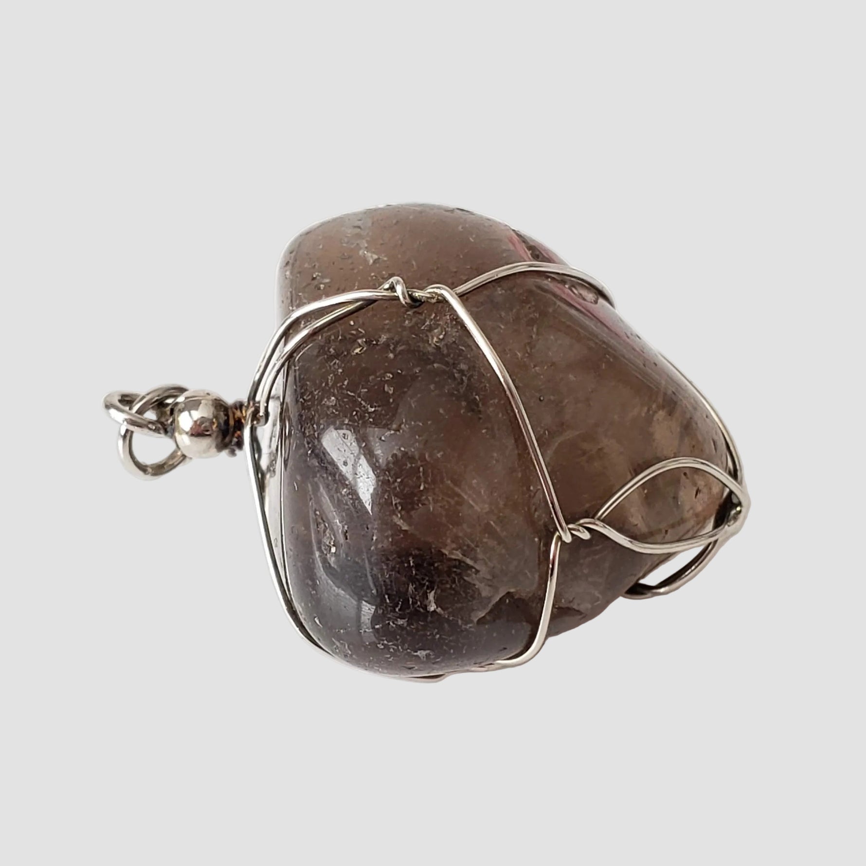  Smoky Quartz Pendant | 925 Silver Wire Wrapped Pendant | Natural Tumbled Smoky Quartz 4