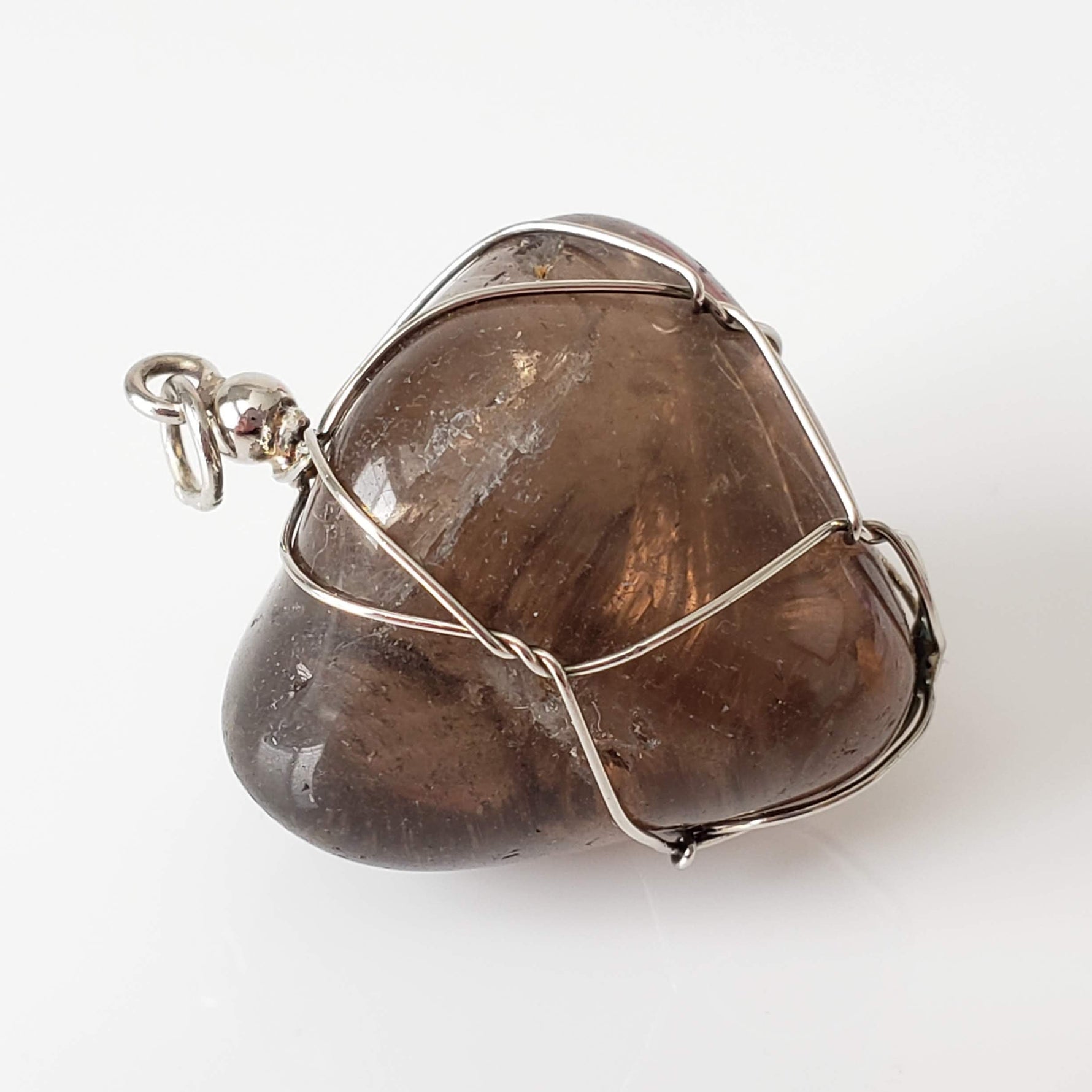  Smoky Quartz Pendant | 925 Silver Wire Wrapped Pendant | Natural Tumbled Smoky Quartz 
