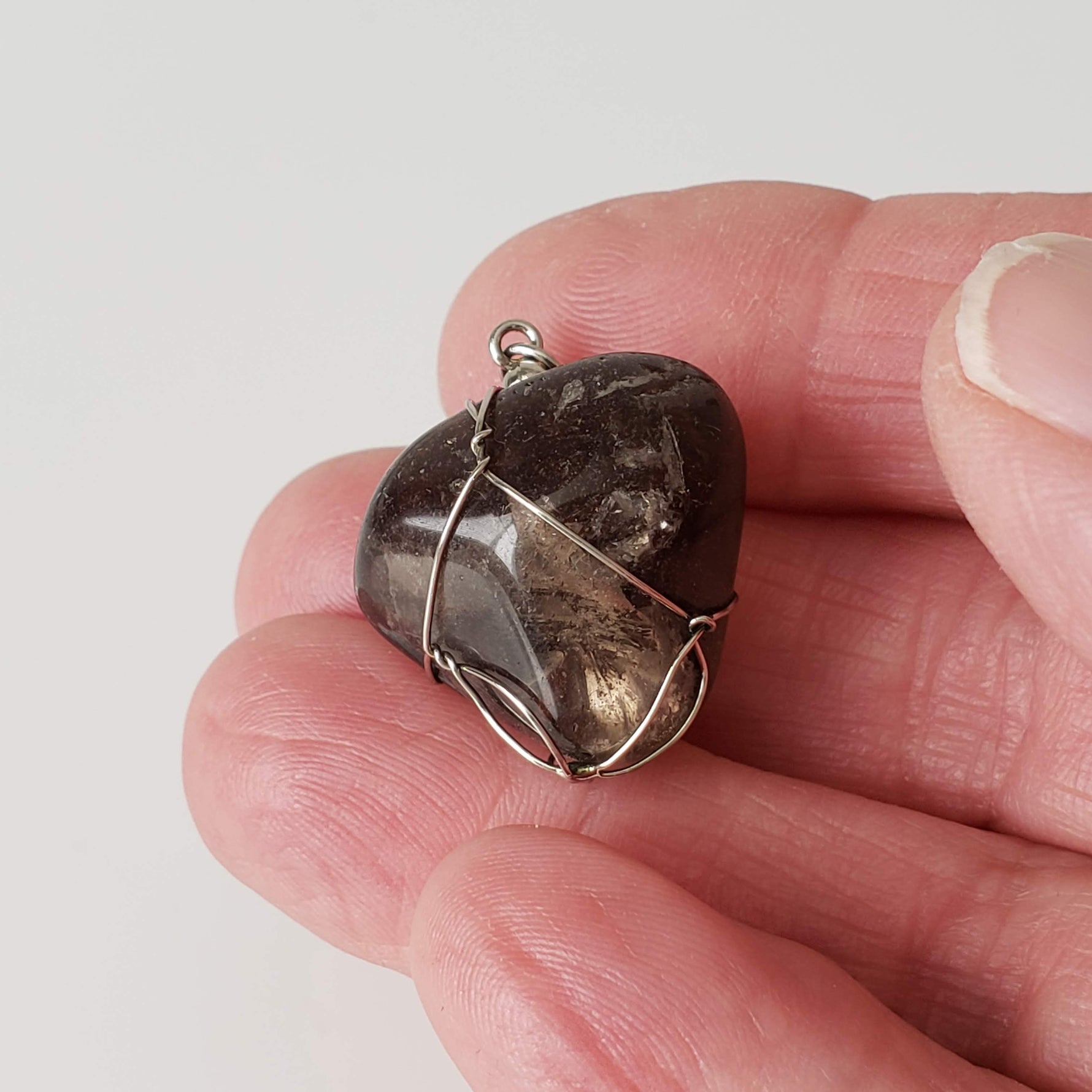  Smoky Quartz Pendant | 925 Silver Wire Wrapped Pendant | Natural Tumbled Smoky Quartz 5