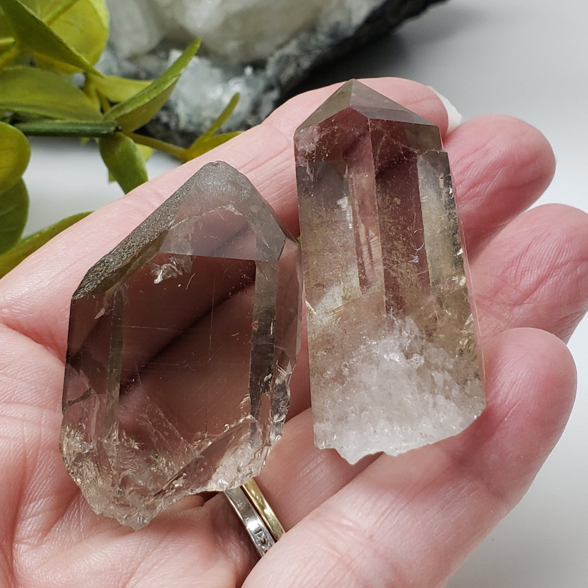  Smoky Quartz Points (Pair) | Clear Crystal Points | Italy | SO24 