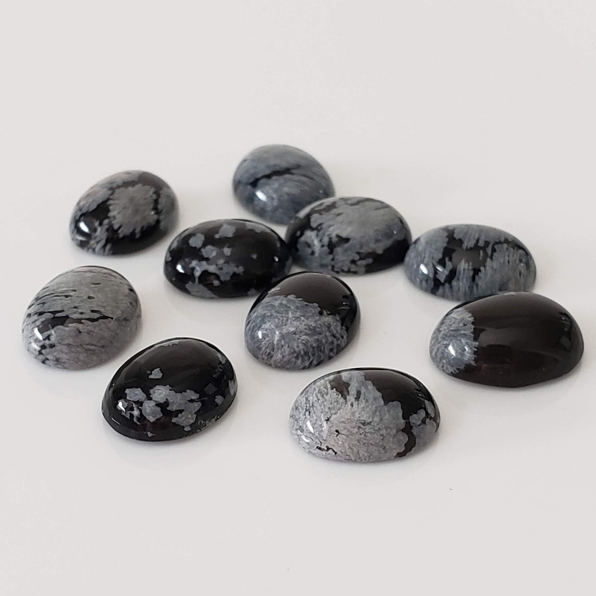 Snowflake Obsidian | 10 Piece Gemstone Lot | Oval Cabochon | 21.1tcw 1