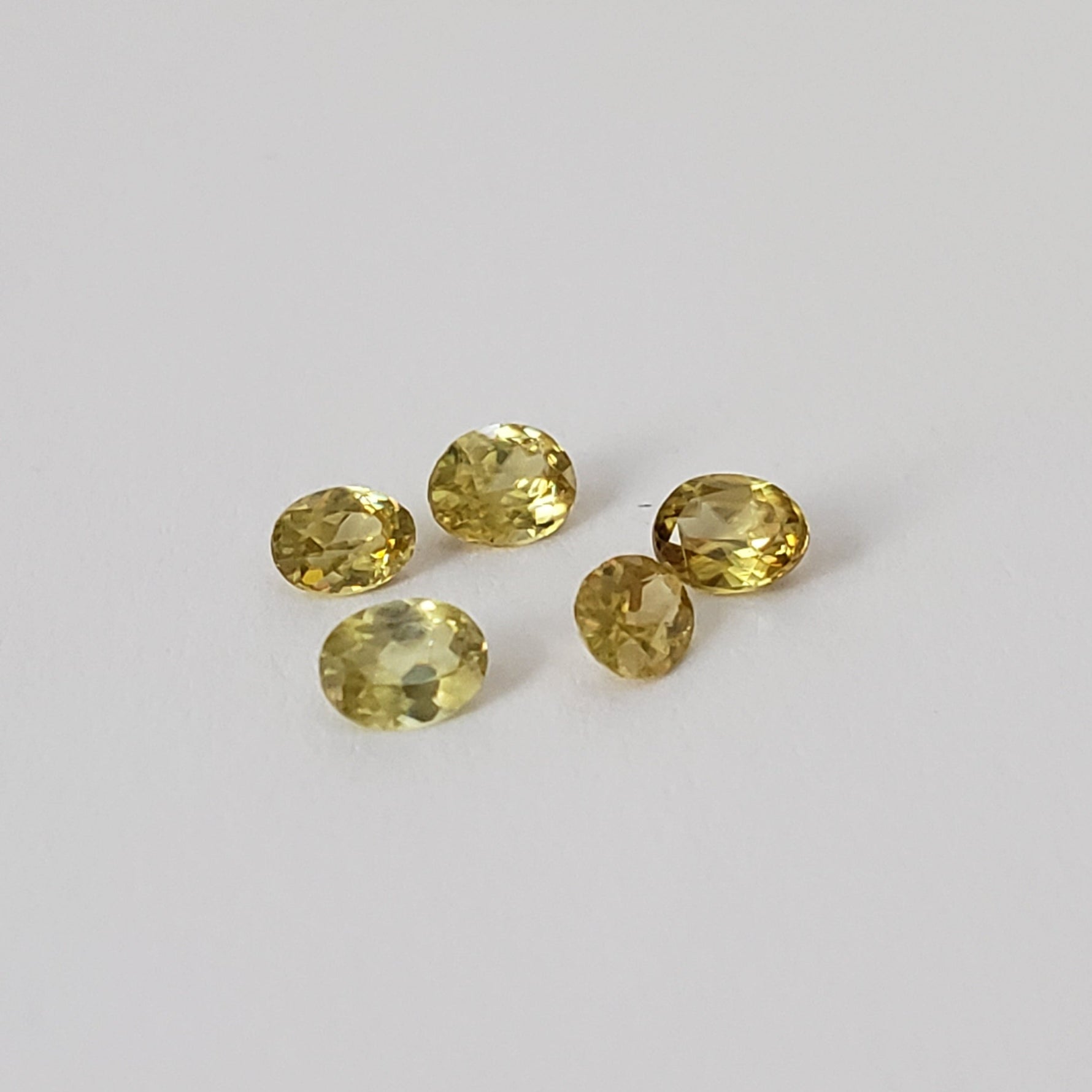  Sphene | 5 Piece Gemstone Lot | Oval Cut | Canary Yellow | Mix Size Lot 1