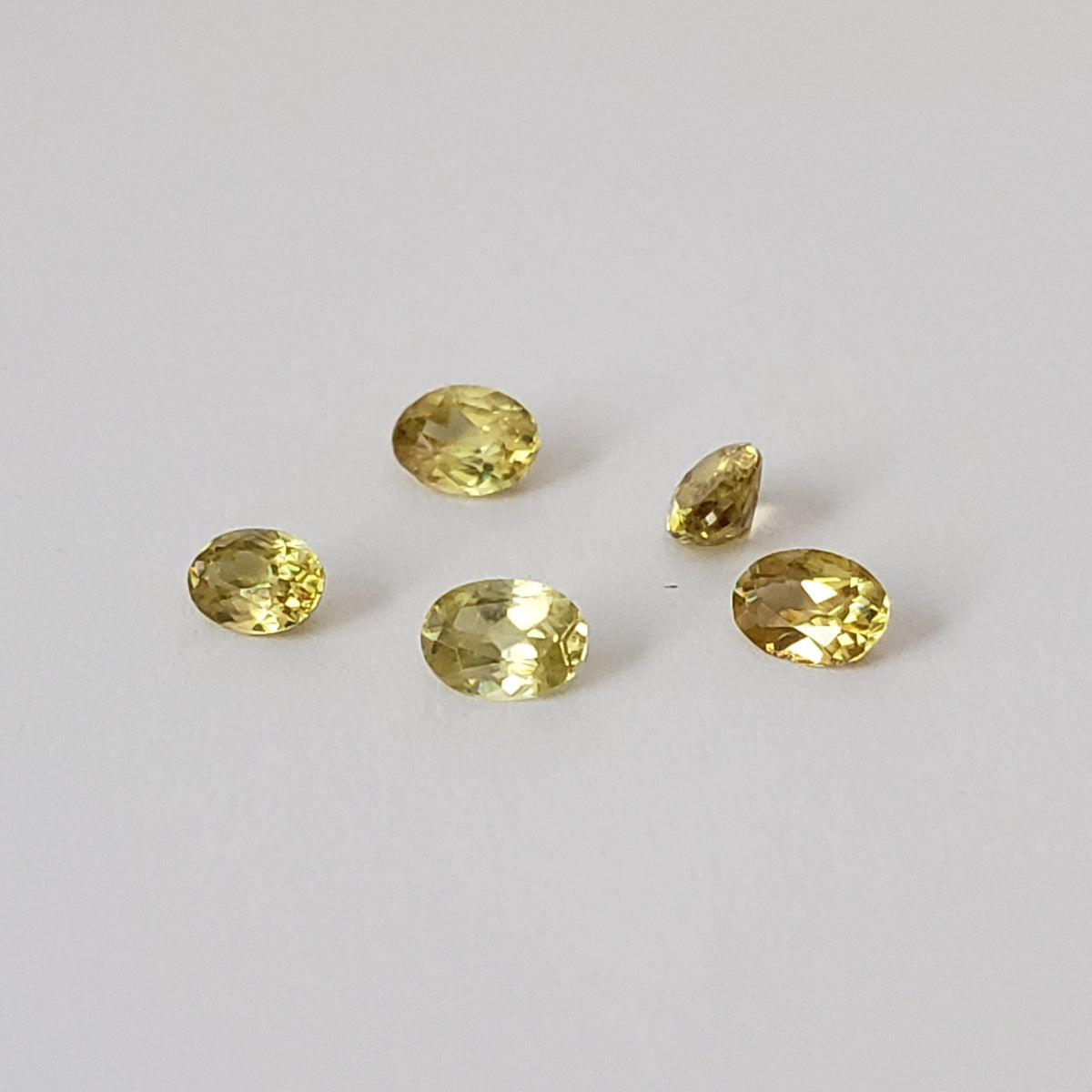  Sphene | 5 Piece Gemstone Lot | Oval Cut | Canary Yellow | Mix Size Lot 3