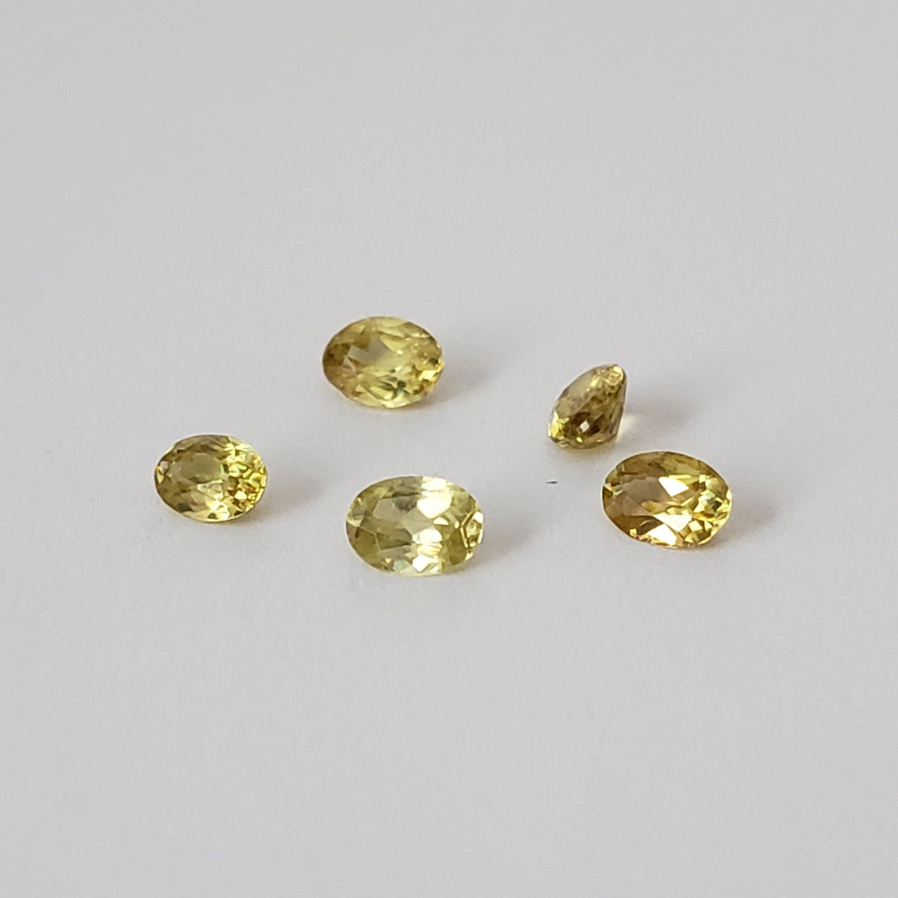  Sphene | 5 Piece Gemstone Lot | Oval Cut | Canary Yellow | Mix Size Lot 3