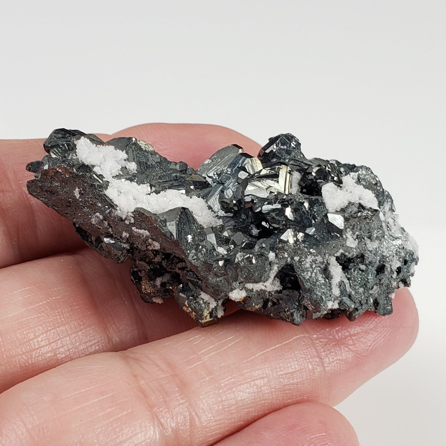  Tetrahedrite, Pyrite and Calcite Crystal Cluster | 43.8 Grams | Lima, Peru 4