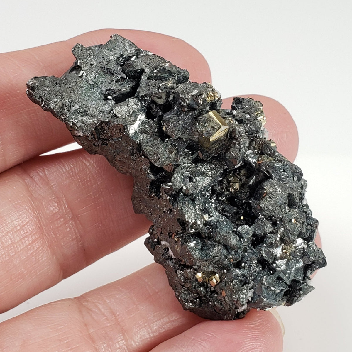  Tetrahedrite, Pyrite and Calcite Crystal Cluster | 43.8 Grams | Lima, Peru 6