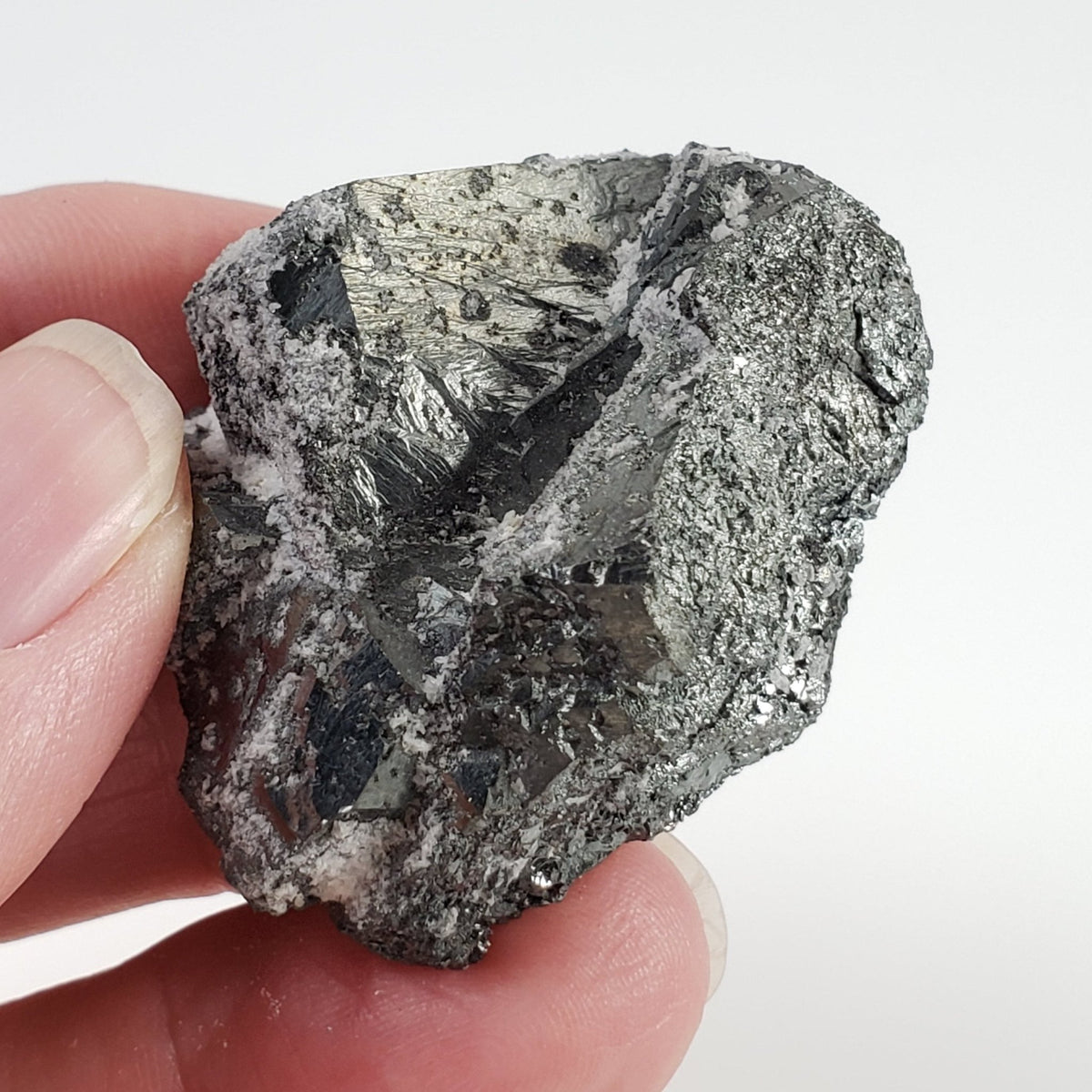  Tetrahedrite and Calcite Crystal Cluster | 63.8 Grams  | Lima, Peru 5