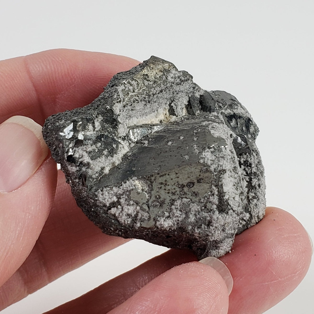  Tetrahedrite and Calcite Crystal Cluster | 63.8 Grams  | Lima, Peru 6