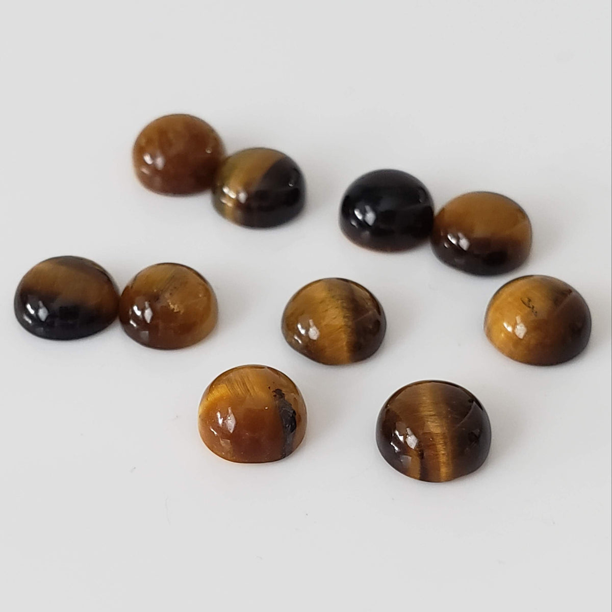 Tigers Eye | 10 Piece Gemstone Lot  Round Cabochon | Golden Brown | 10.1tcw 3