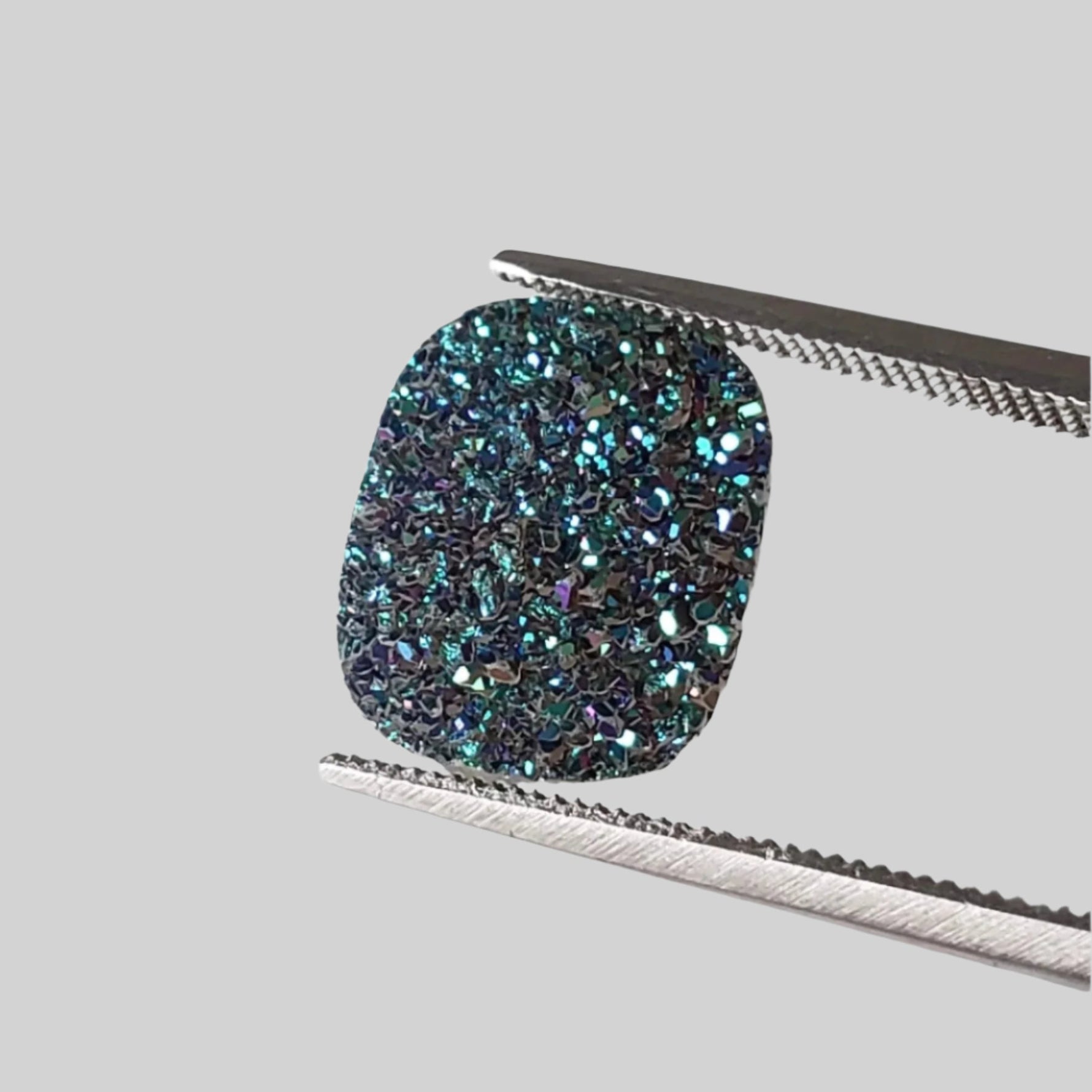  Titanium Druzy | Octagon Tablet | Rainbow Druzy | 12x10mm 3.7ct 1