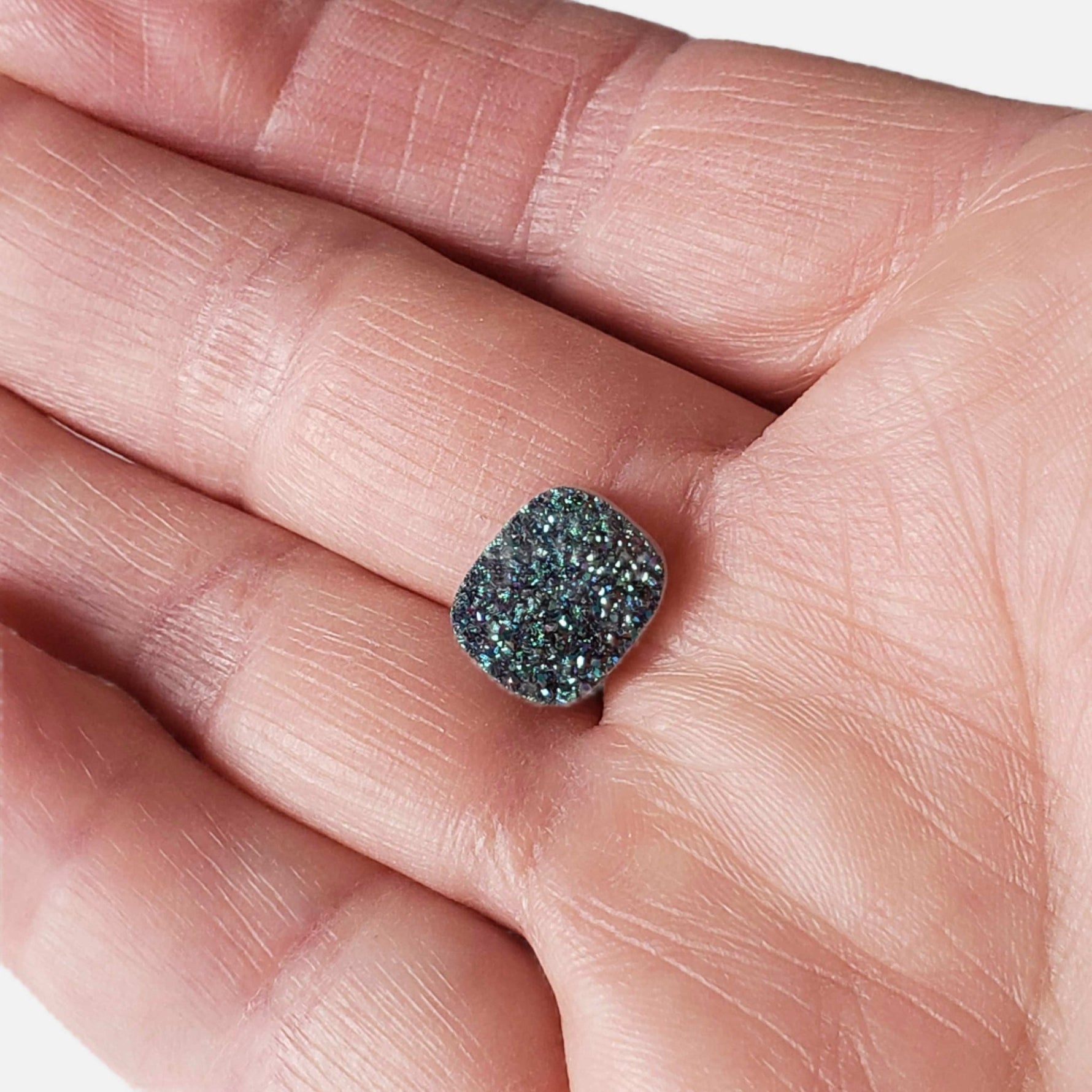  Titanium Druzy | Octagon Tablet | Rainbow Druzy | 12x10mm 3.7ct 7