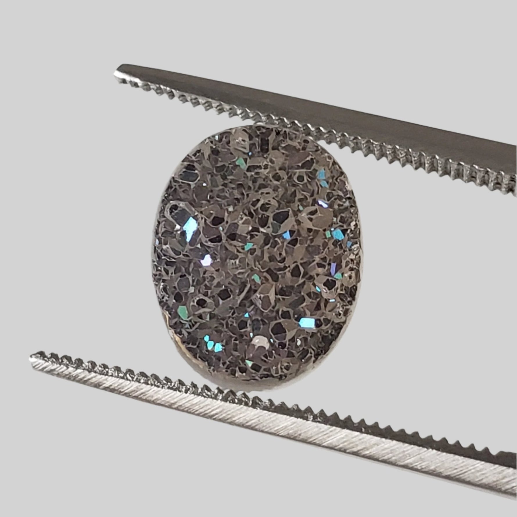  Titanium Druzy | Oval Tablet | Gray Rainbow Druzy | 11x8.7mm 2.92ct 
