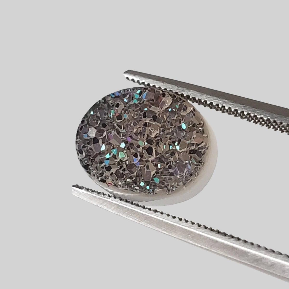  Titanium Druzy | Oval Tablet | Gray Rainbow Druzy | 11x8.7mm 2.92ct 2