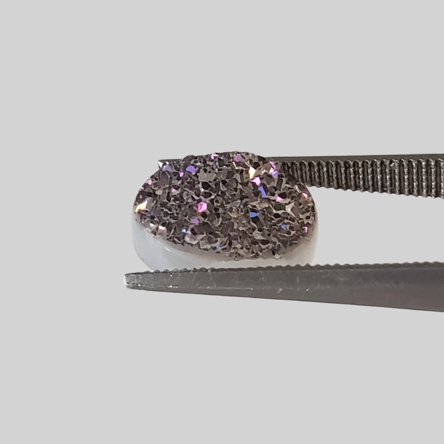  Titanium Druzy | Oval Tablet | Gray Rainbow Druzy | 11x8.7mm 2.92ct 3