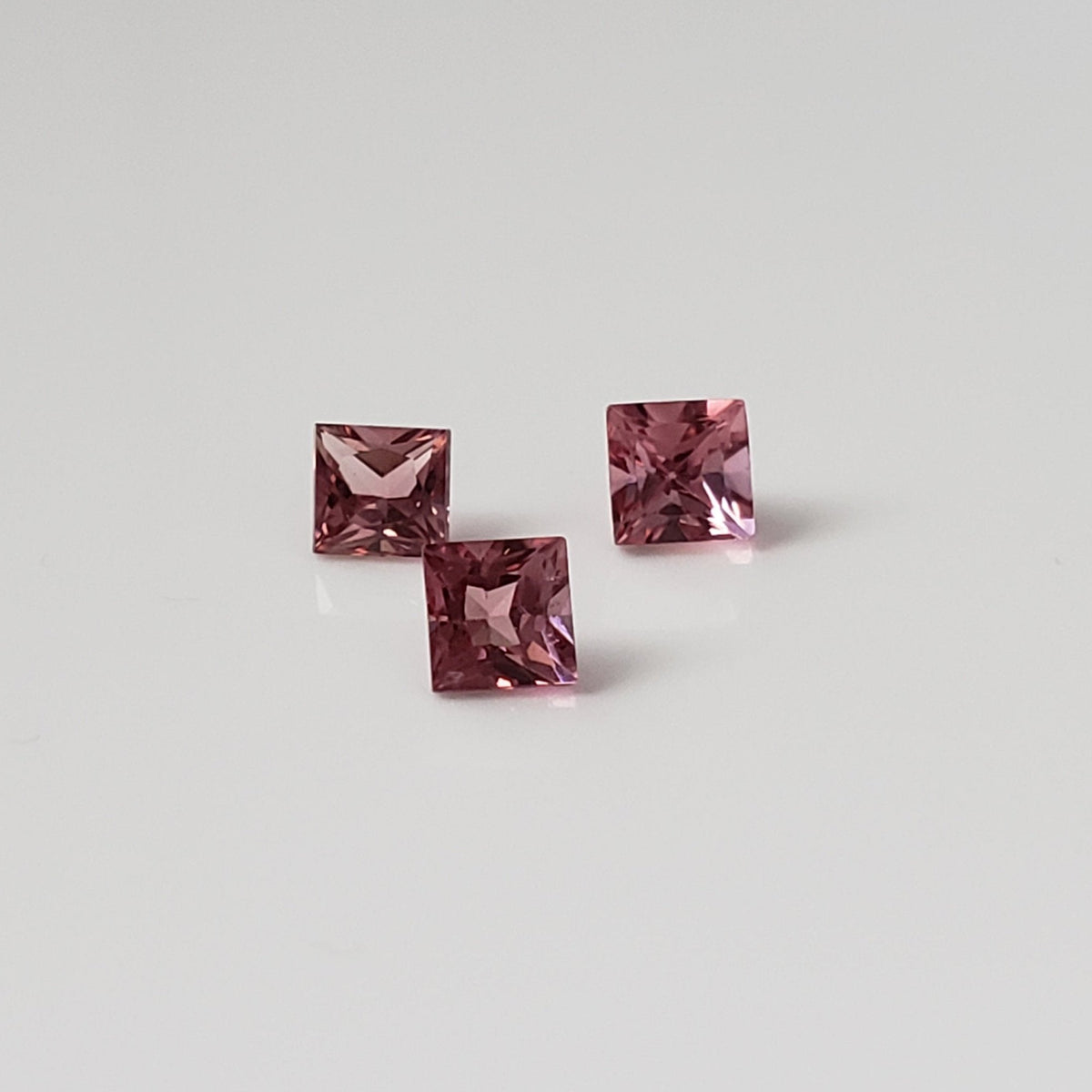  Tourmaline | 3 Piece Gemstone Lot | Princess Cut | Orange Pink | 3.3 - 3.5mm 1