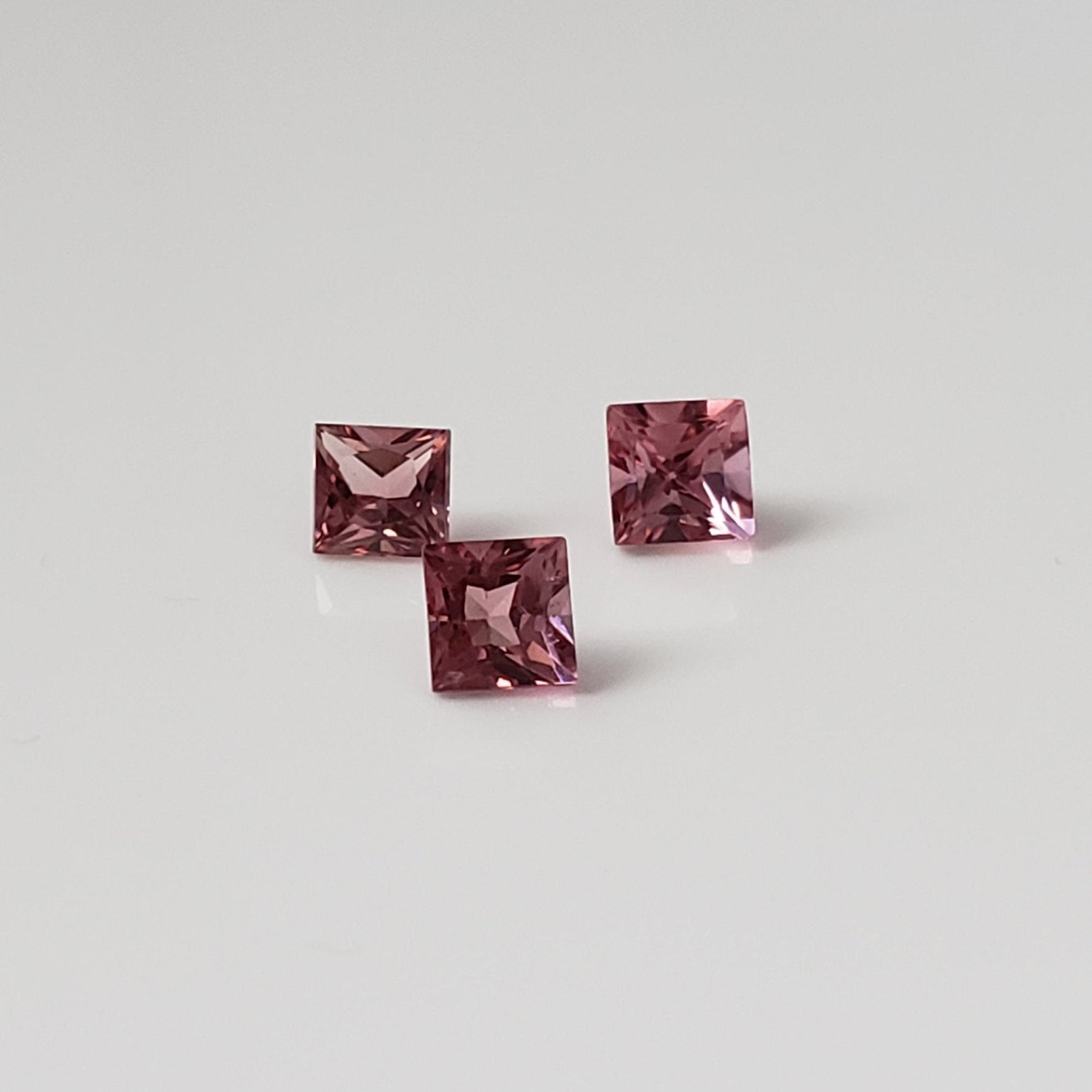  Tourmaline | 3 Piece Gemstone Lot | Princess Cut | Orange Pink | 3.3 - 3.5mm 1
