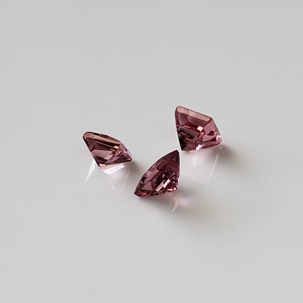  Tourmaline | 3 Piece Gemstone Lot | Princess Cut | Orange Pink | 3.3 - 3.5mm 3