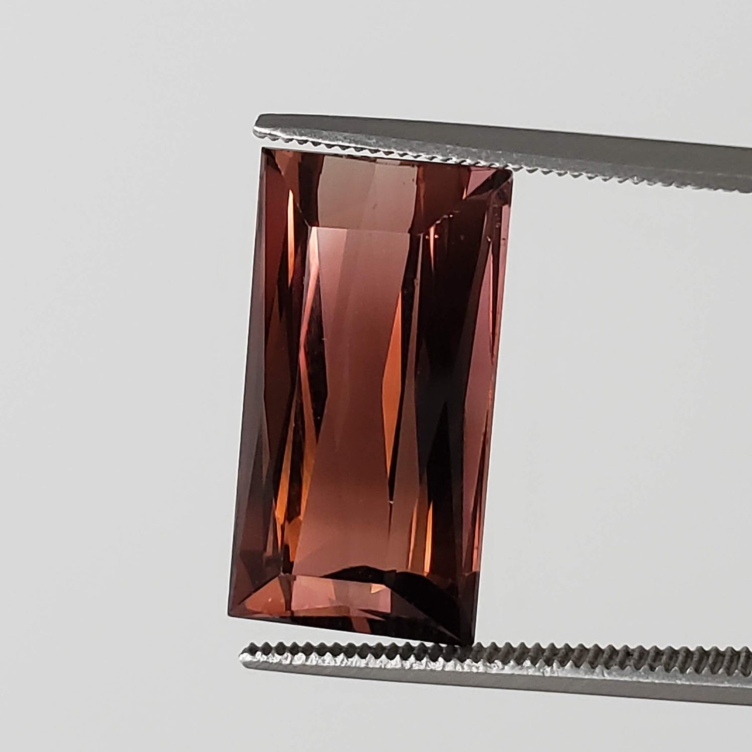  Tourmaline | Baguette Cut | Pinkish Brown Bi-Color | 17x9mm 10.9ct 