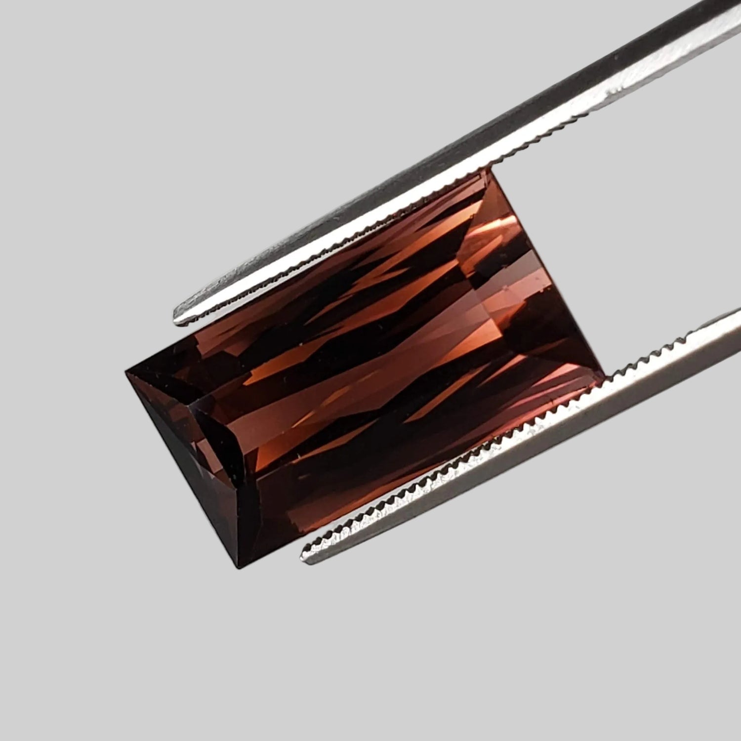  Tourmaline | Baguette Cut | Pinkish Brown Bi-Color | 17x9mm 10.9ct 1
