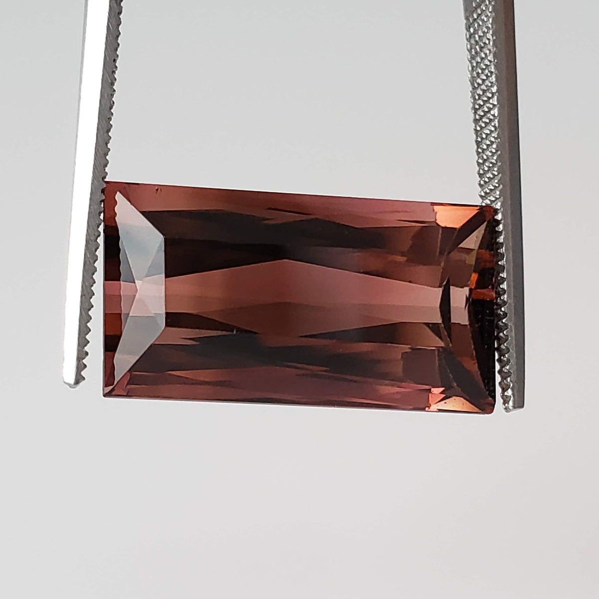  Tourmaline | Baguette Cut | Pinkish Brown Bi-Color | 17x9mm 10.9ct 3