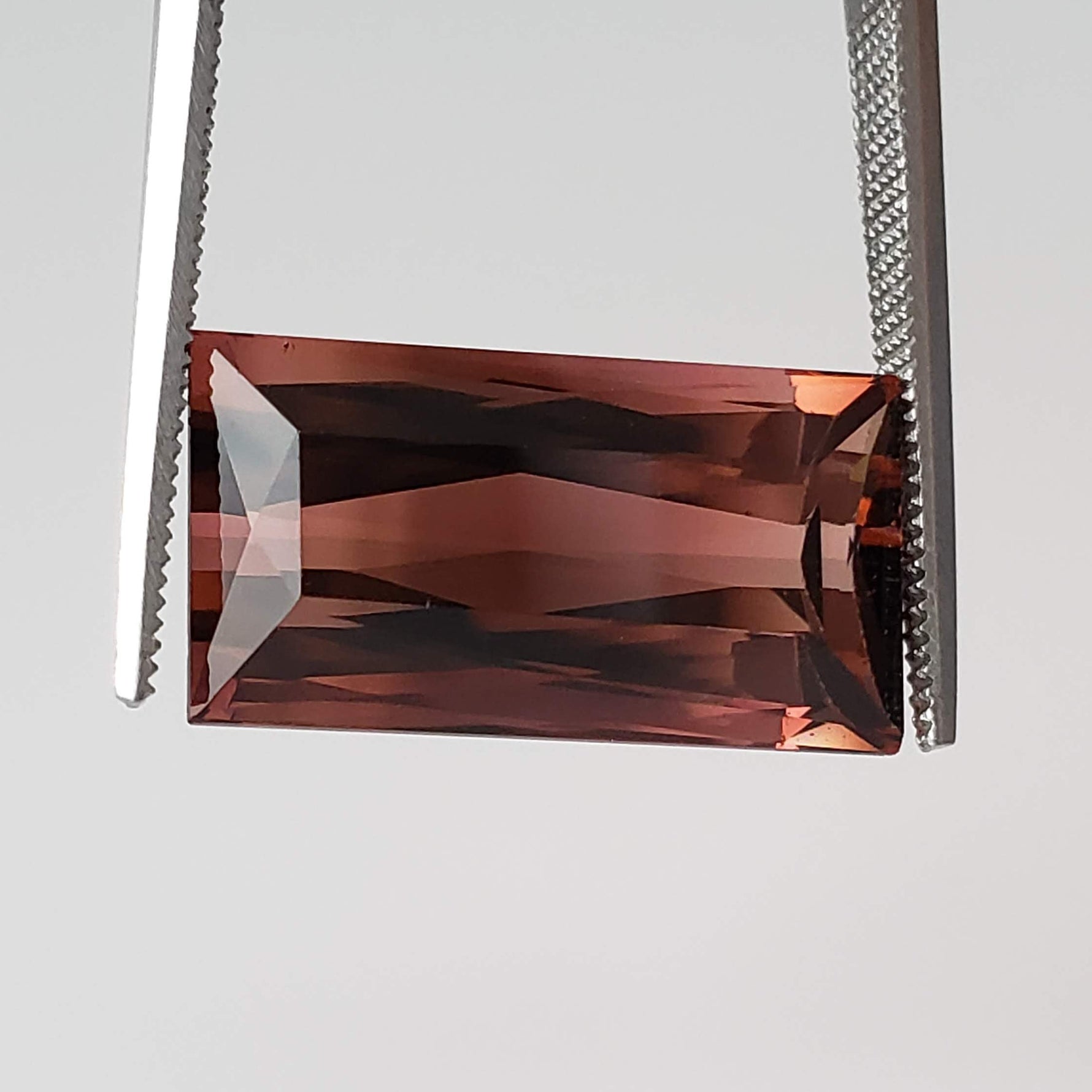  Tourmaline | Baguette Cut | Pinkish Brown Bi-Color | 17x9mm 10.9ct 3