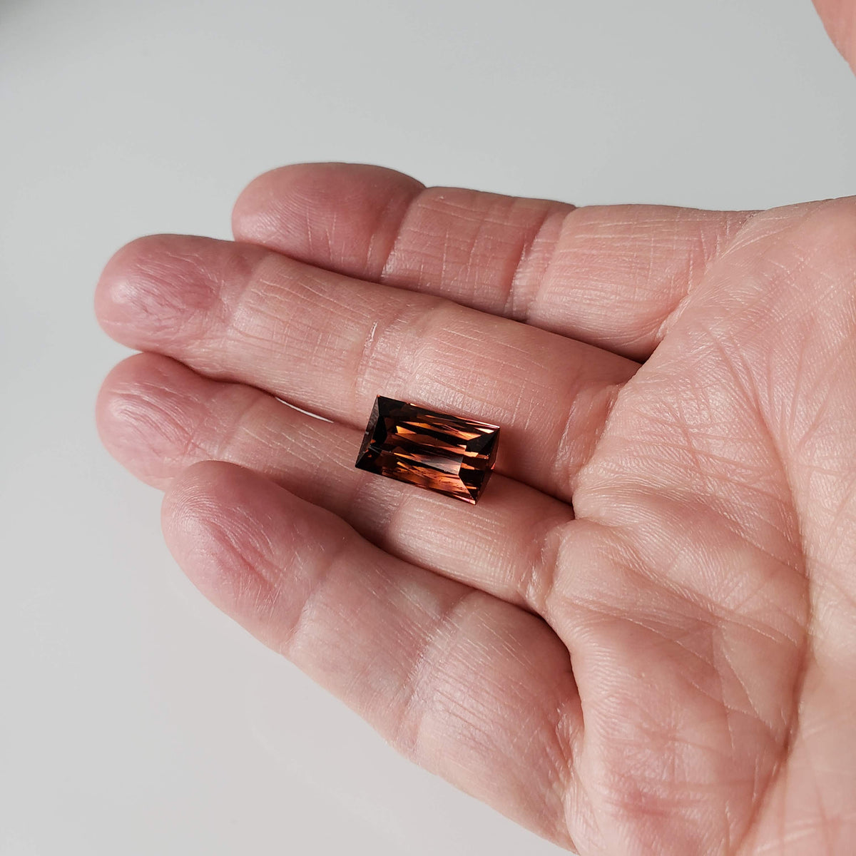  Tourmaline | Baguette Cut | Pinkish Brown Bi-Color | 17x9mm 10.9ct 8
