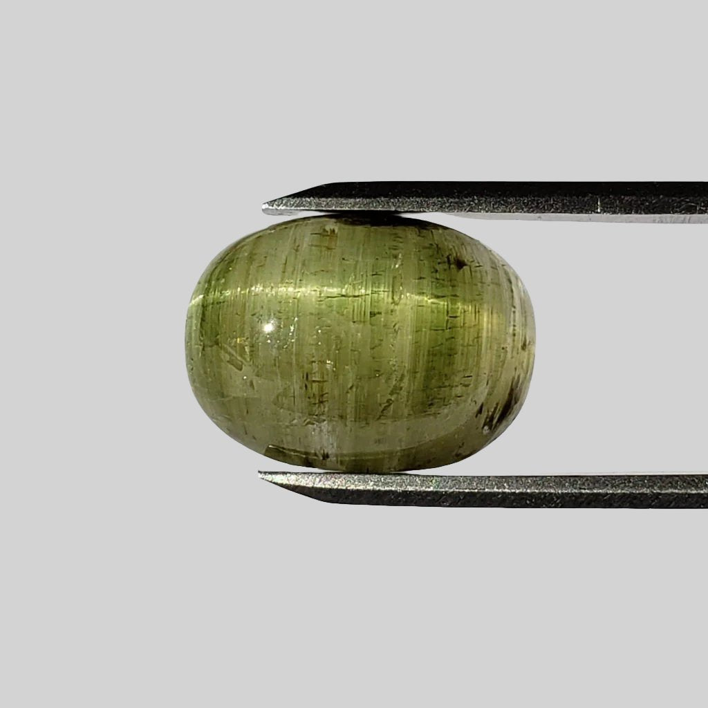  Tourmaline Cats Eye | Oval Cabochon | Light Green | 15.5x11.5mm 11.56ct 1