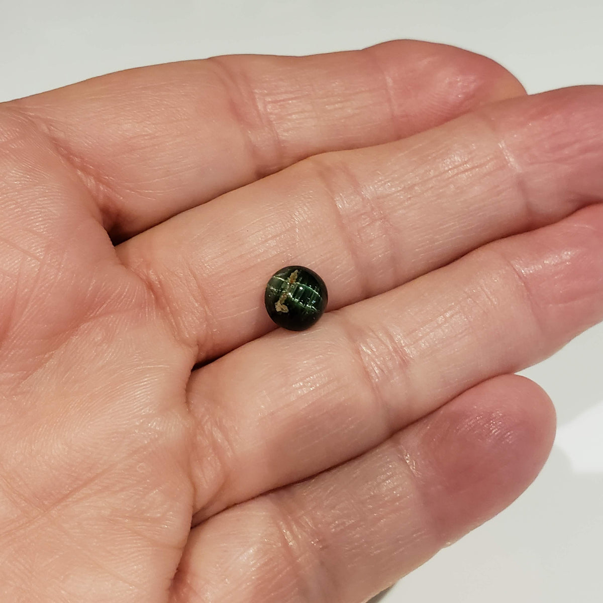  Tourmaline Cats Eye | Round Cabochon | Jungle Green | 8mm 2.19ct 7