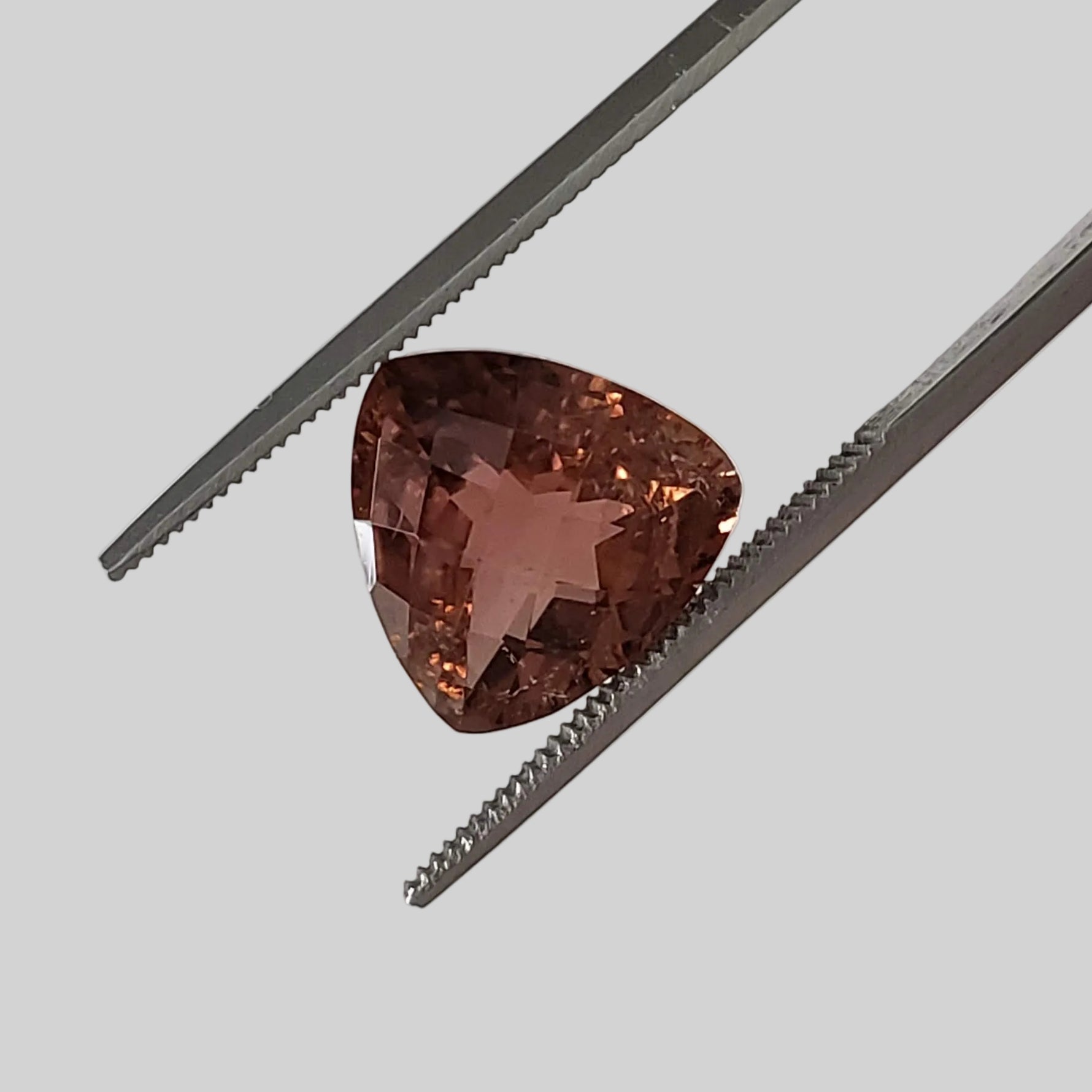  Tourmaline | Trilliant Checkerboard Cut | Peach | 11.1mm 4.77ct 