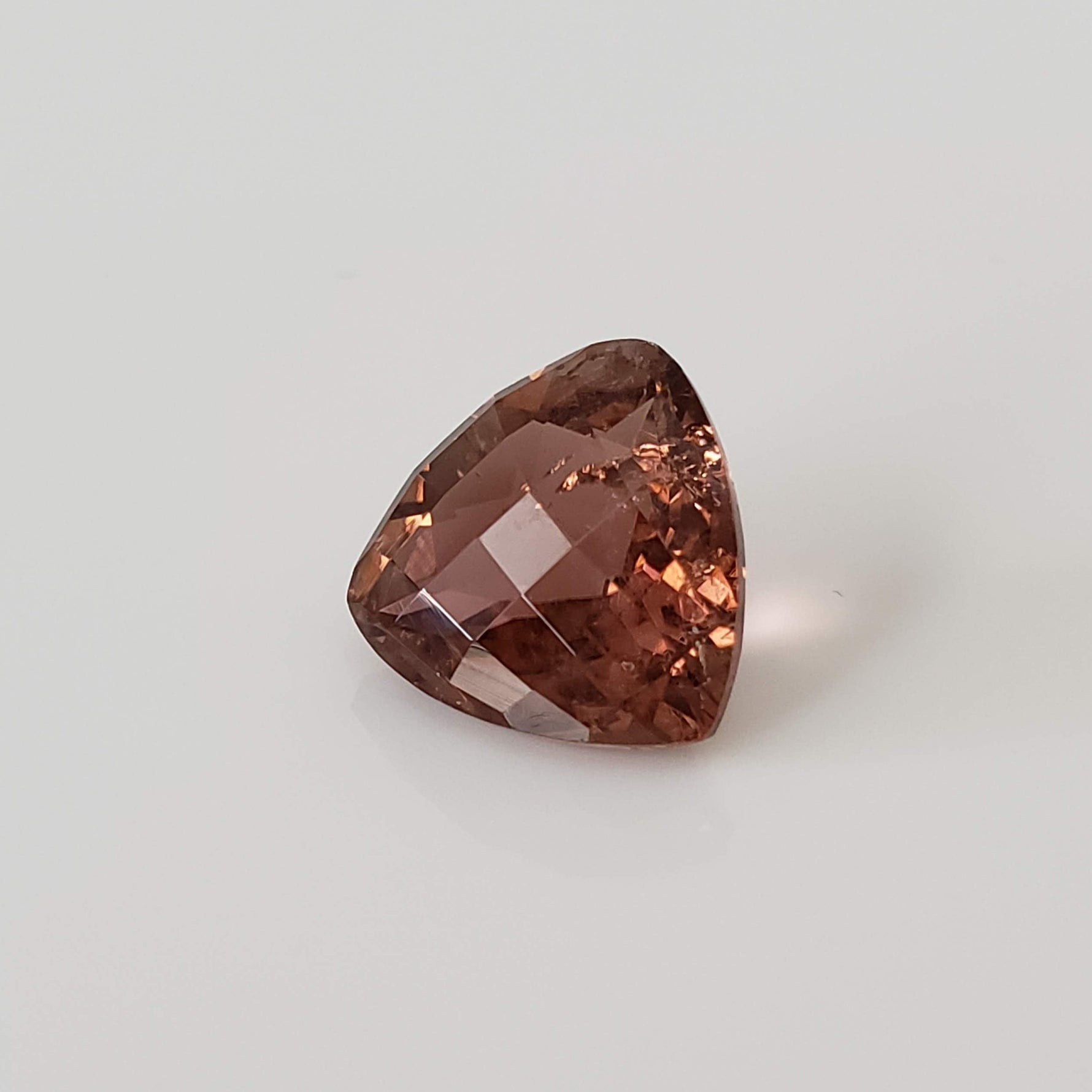  Tourmaline | Trilliant Checkerboard Cut | Peach | 11.1mm 4.77ct 2