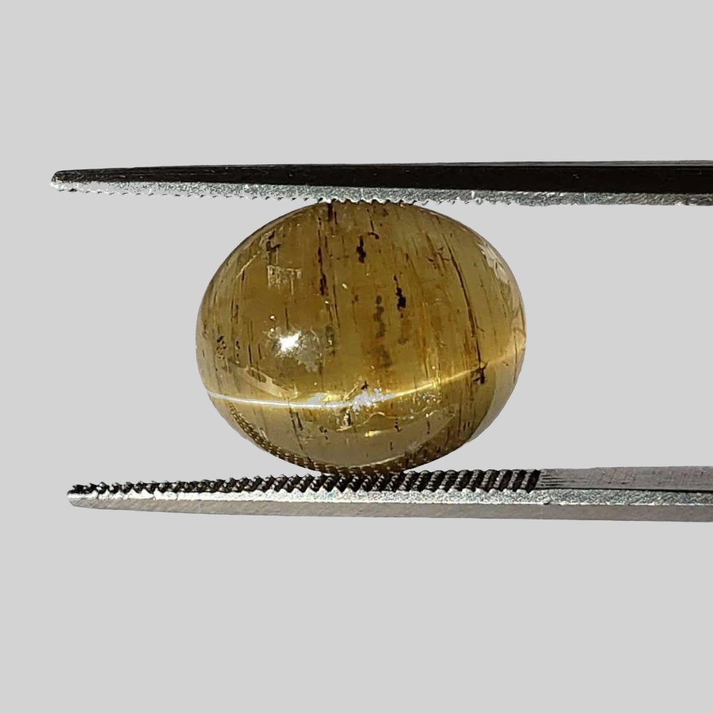  Apatite Cats Eye Oval Cabochon Honey Green 13.2x11.2mm 8.95ct 