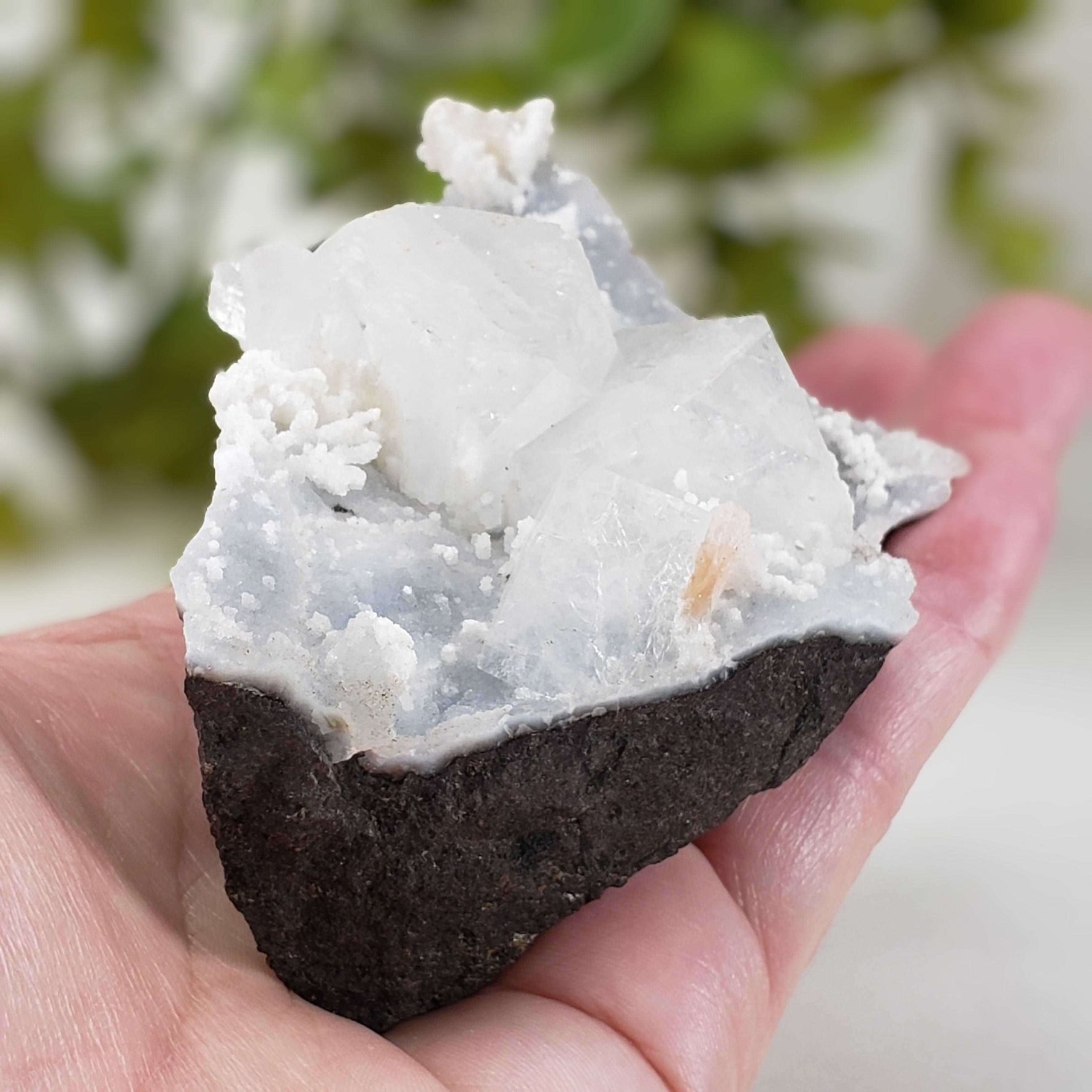 Apophyllite and Stilbite on Chalcedony Druse | 302gr | Jalgaon, India 5