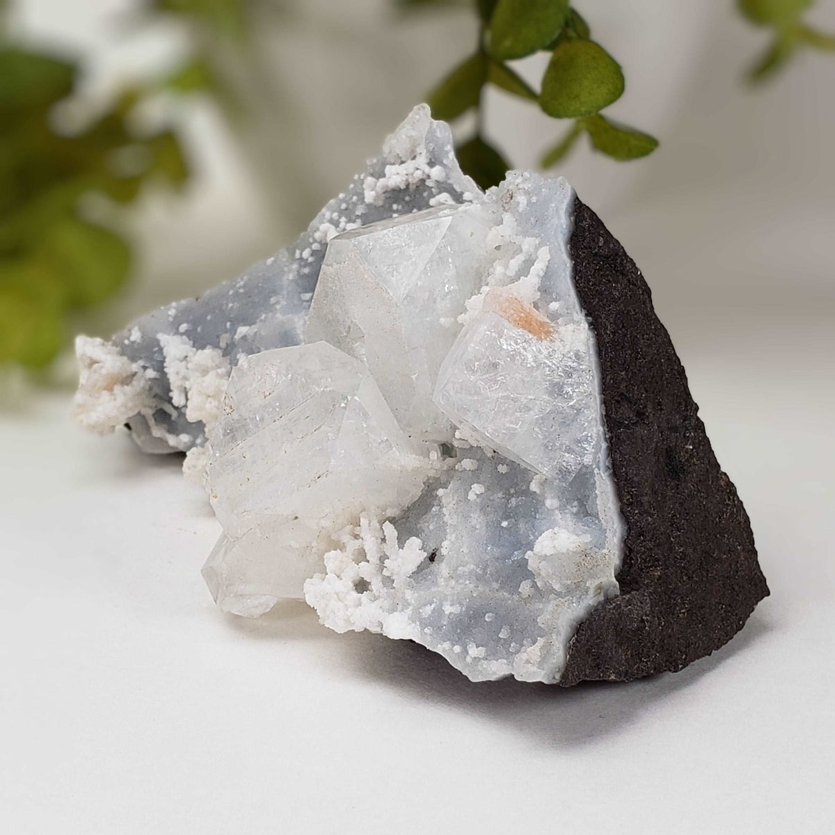 Apophyllite and Stilbite on Chalcedony Druse | 302gr | Jalgaon, India 9