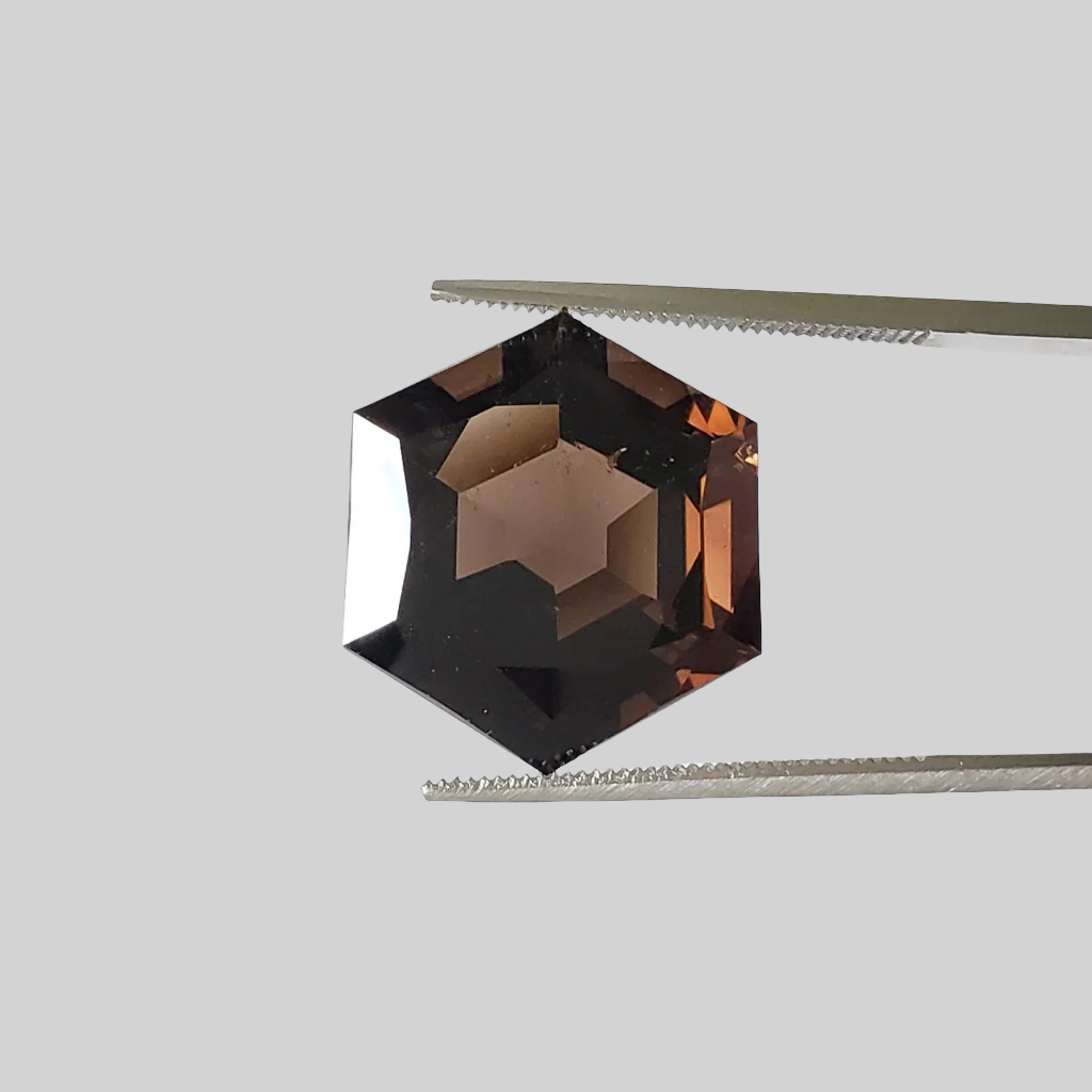  Dark Smoky Quartz | Hexagon Cut | 16mm 13ct 