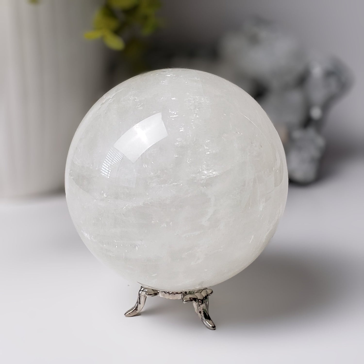   Calcite Sphere | Snow White Crystal Ball | 89 mm, 3.5 in | 992 grams | China 