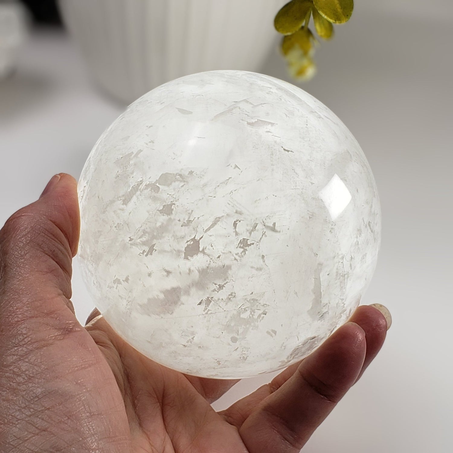   Calcite Sphere | Snow White Crystal Ball | 98 mm, 3.8 in | Huge 1,332 grams | China 