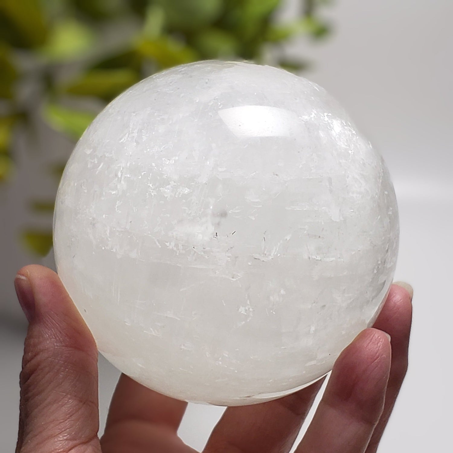   Calcite Sphere | Snow White Crystal Ball | 98 mm, 3.8 in | Huge 1,332 grams | China 