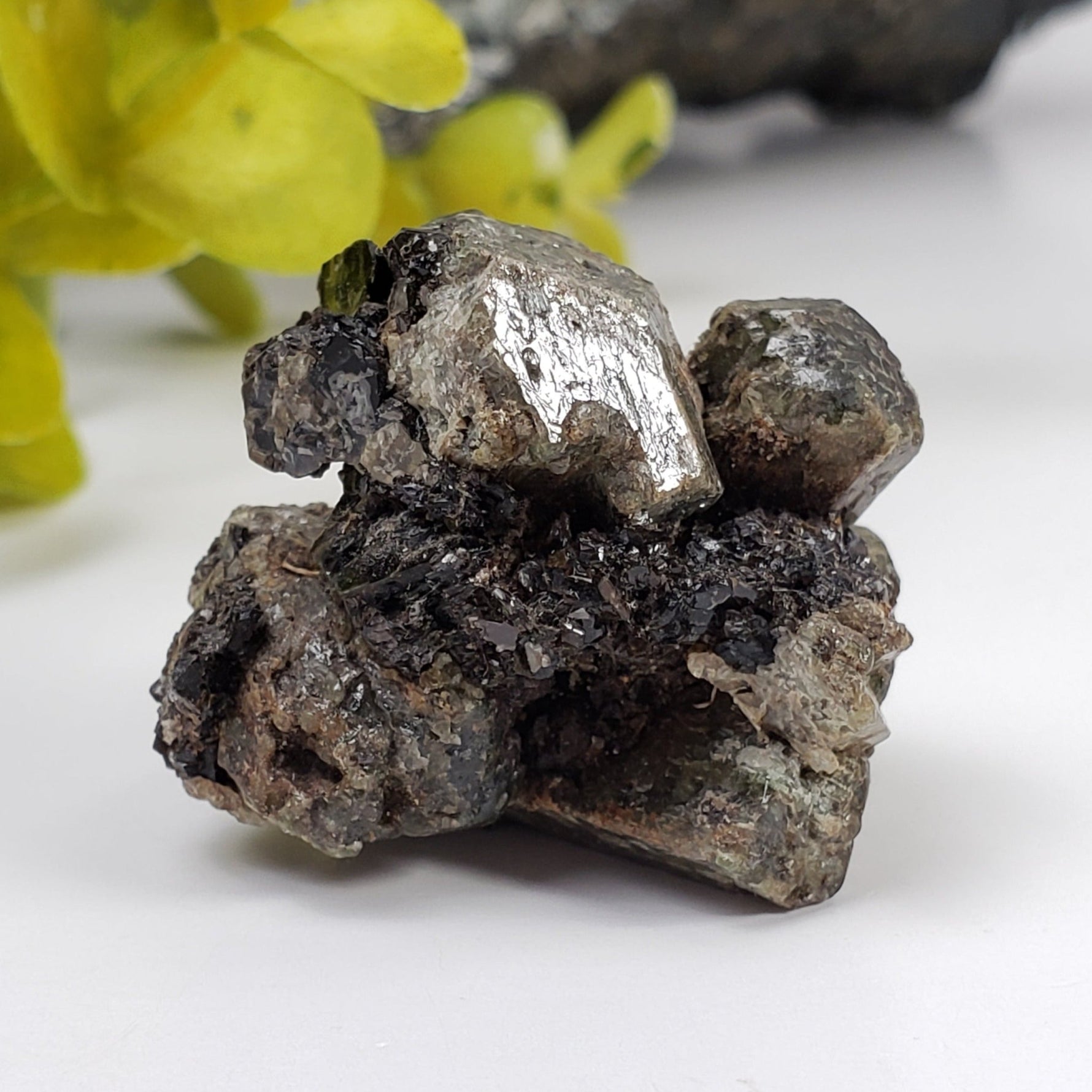 Diopside Crystal Cluster | 31 grams | Biotite Mica Micro | Otter Lake, QC, Canada