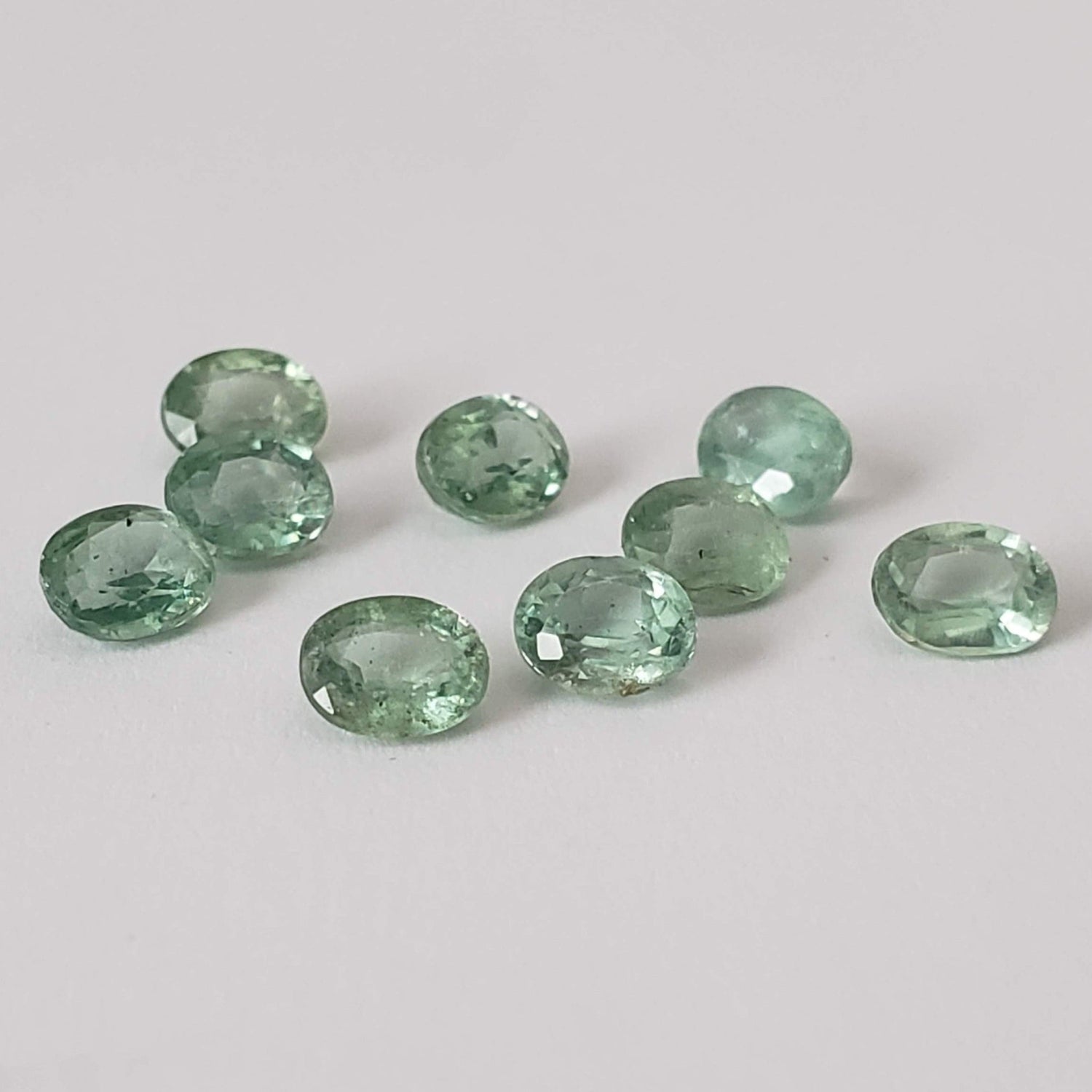 Green Kyanite | 9 Piece Kyanite Lot | Oval Cut | 5x4mm | 4.1tcw
