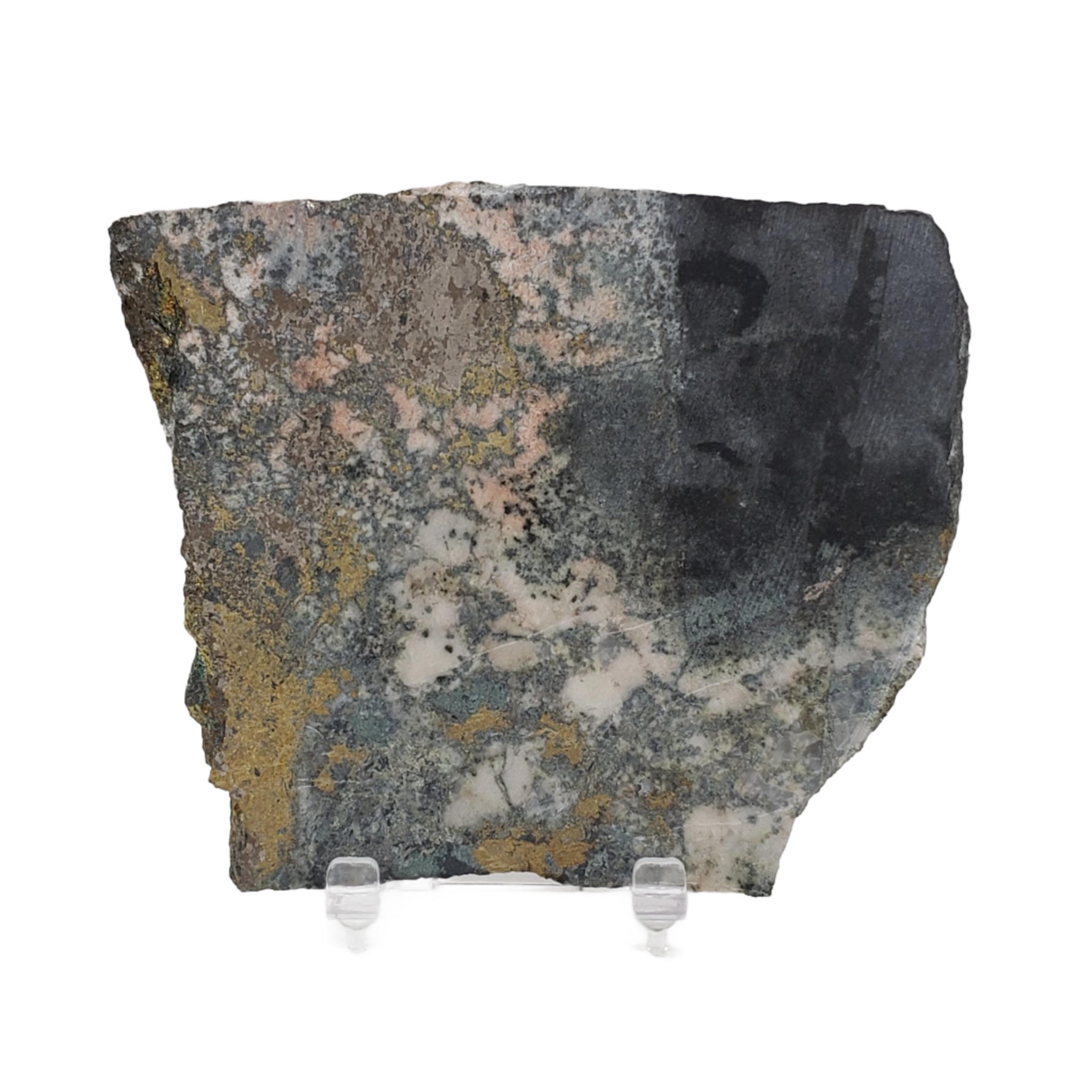  Impact Breccia Slice | 364 Grams | Golden Metal Veining Impactite | Sudbury Structure, Canada | SO24 