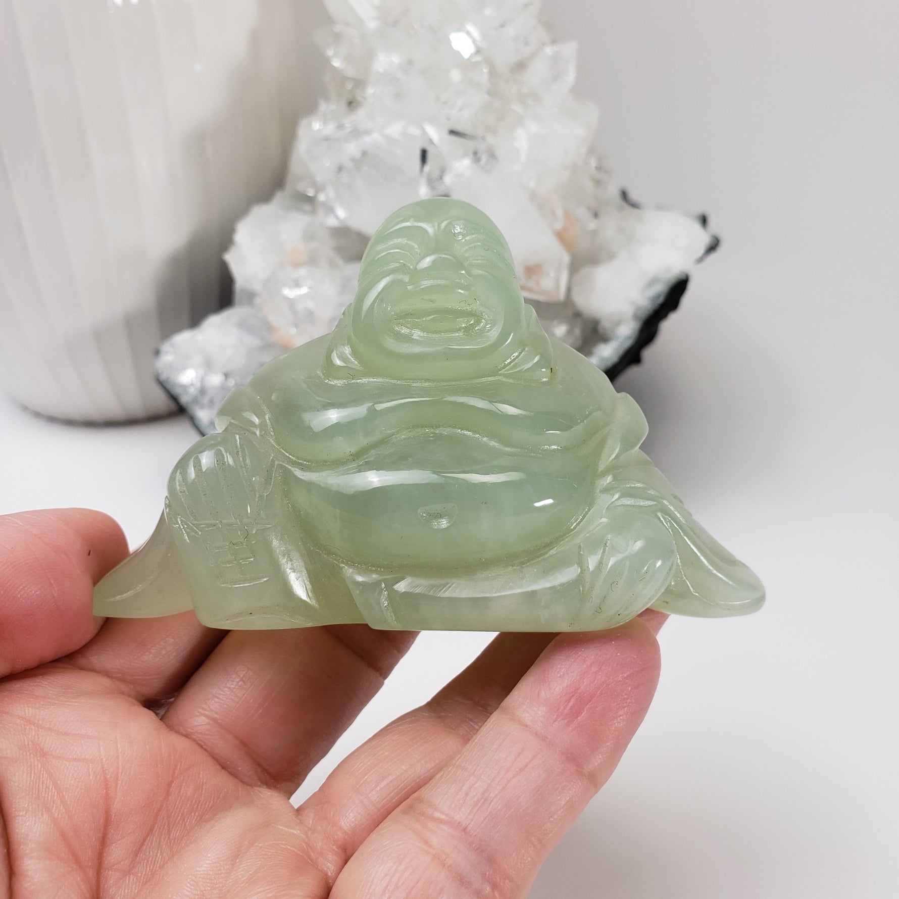 Jade Buddha Carving | Green Jade | 143gr | Hand Carved | China | Canagem.com