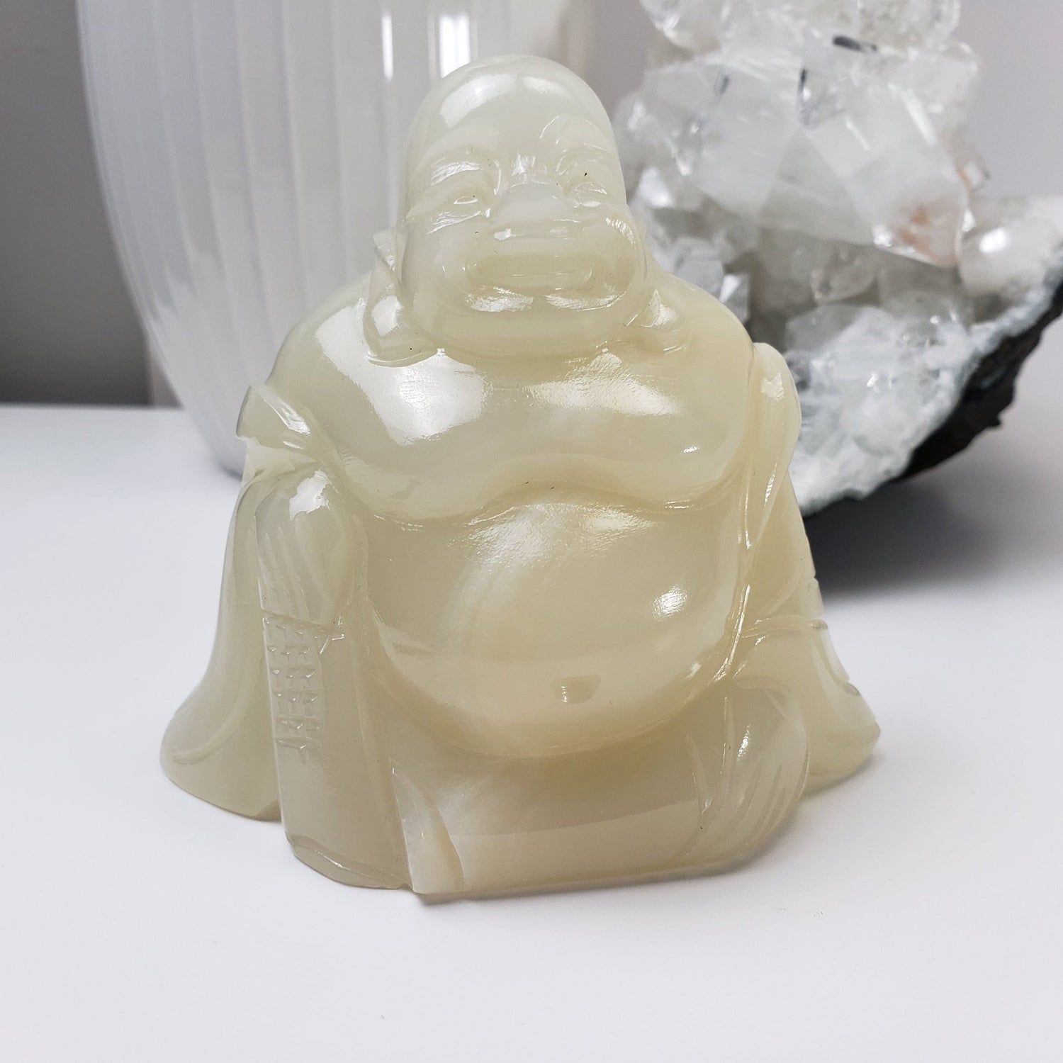 Jade Buddha Carving | White Jade | 450gr | Hand Carved | China