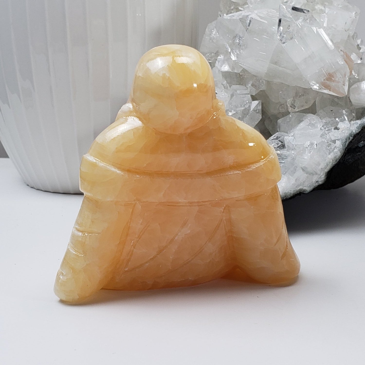 Jade Buddha Carving | Yellow Jade | 437 gr | Hand Carved | China
