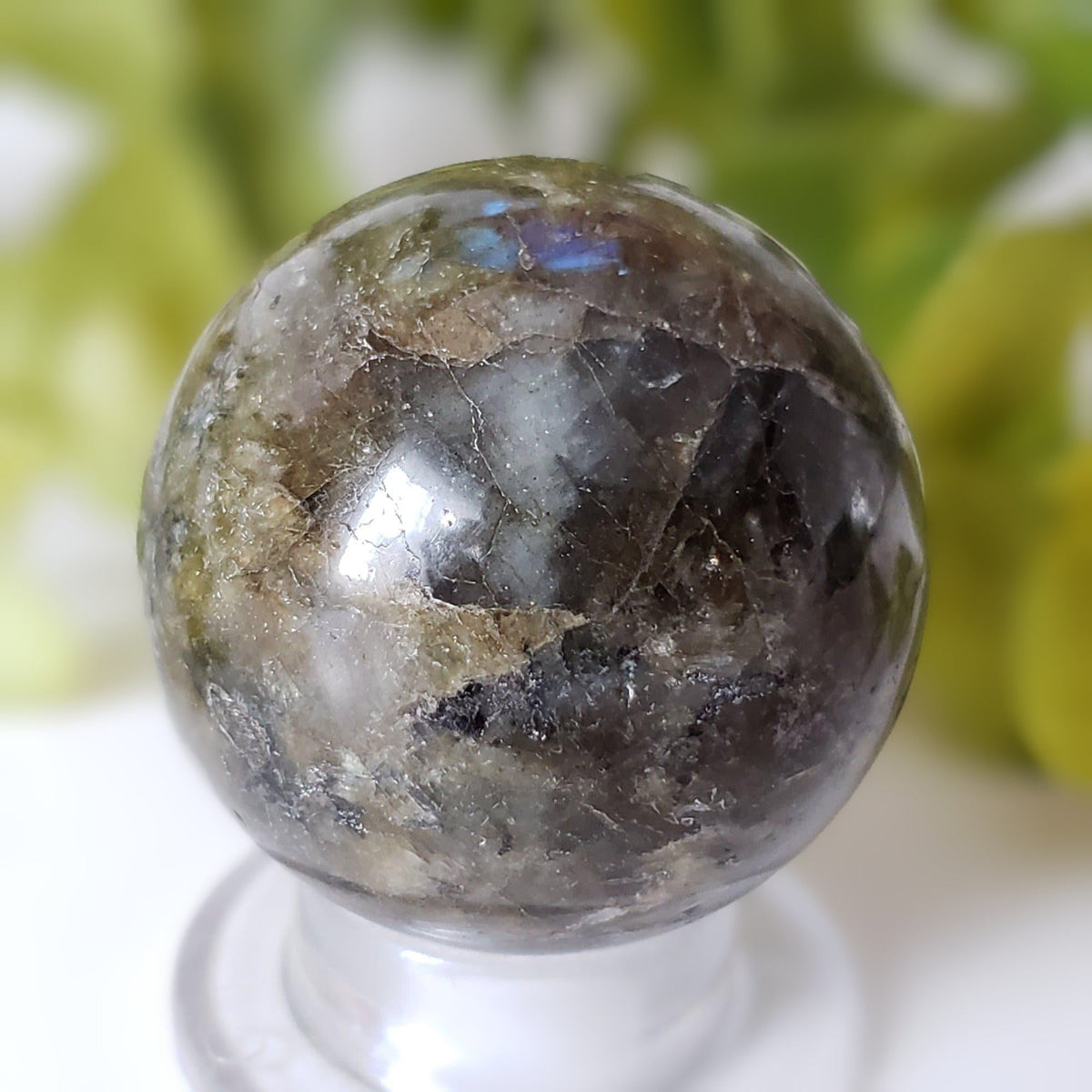 Labradorite Sphere | Natural Gray Rainbow | 40 mm, 1.6 in | Madagascar 4