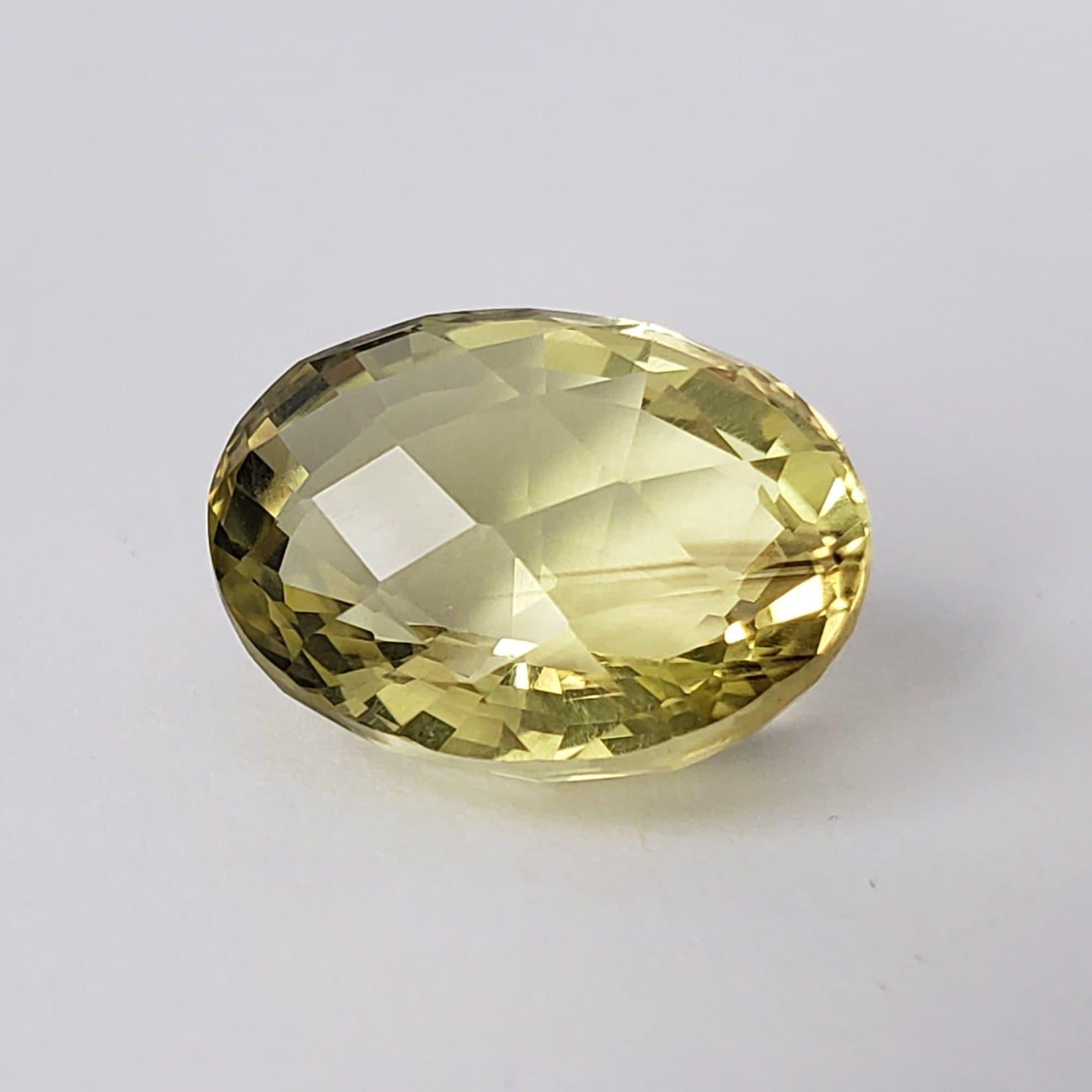 Lemon Quartz | Oval Checkerboard Cut | Lime Green | 16x13mm 11.54ct 1