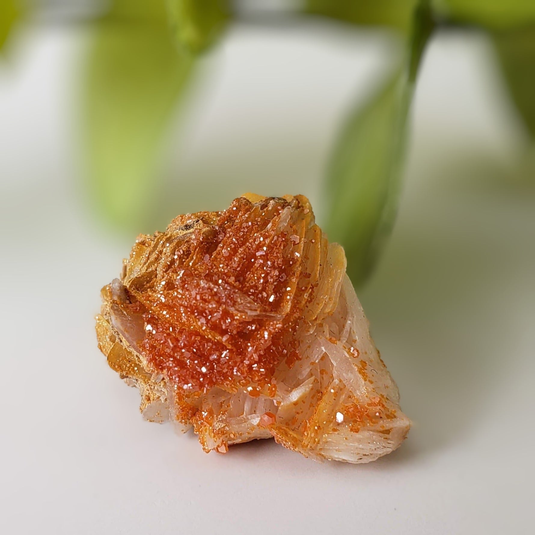 Vanadinite on Barite Crystal | Cubic Orange Red Mineral | 51.71 CT