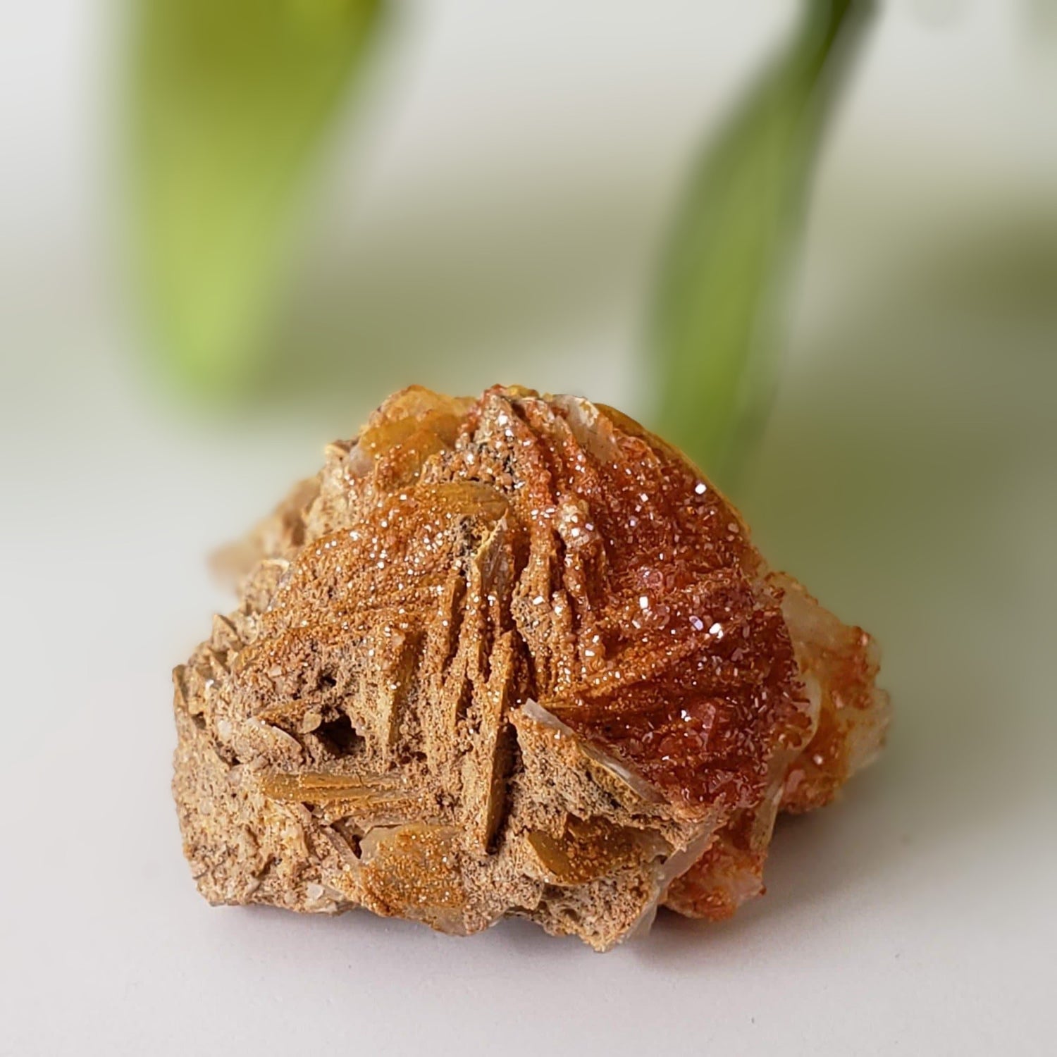 Vanadinite on Barite Crystal | Cubic Orange Red Mineral | 51.71 CT