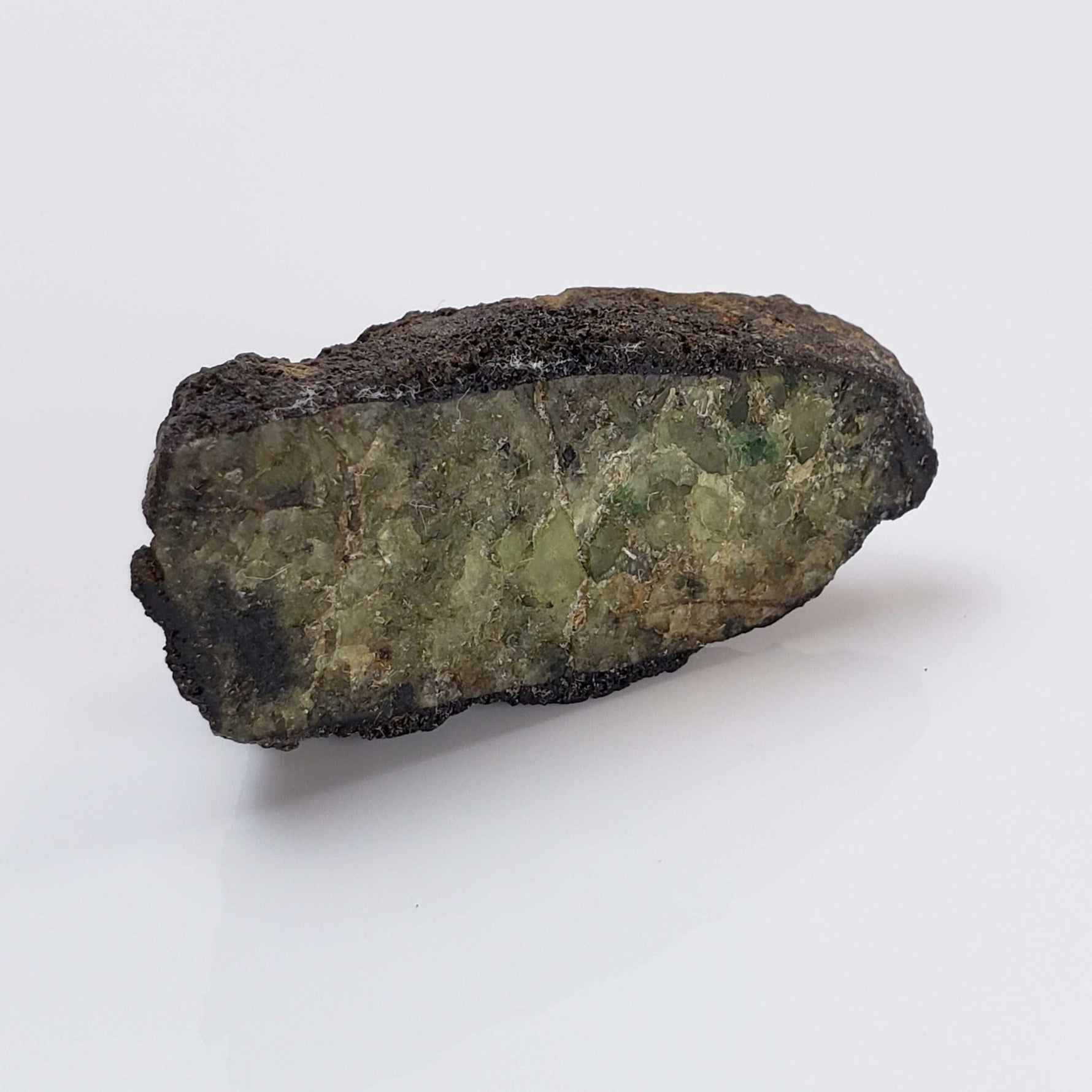   Olivine Volcanic Bomb Pair | Cut and Uncut Lava Coated Crystal | 31.4 gr | Mt Shadwell Volcano, Australia 