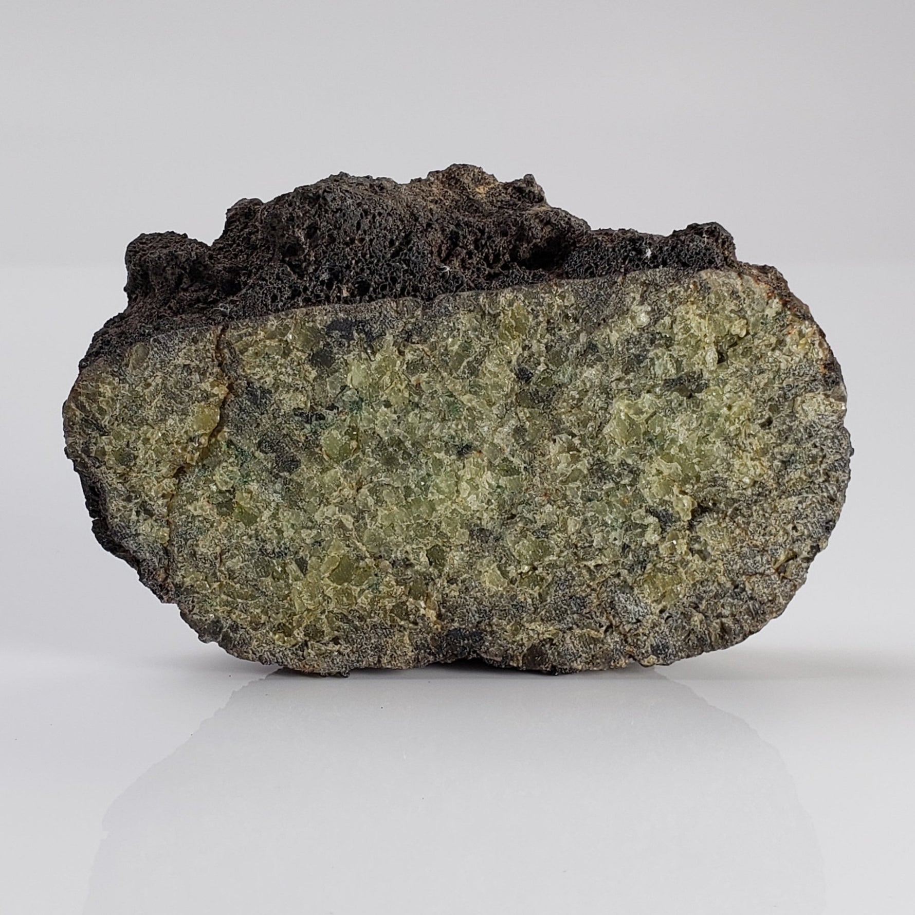   Olivine Volcanic Bomb Slice | Lava Coated Crystal | 69.5 gr | Mt Shadwell Volcano, Australia 